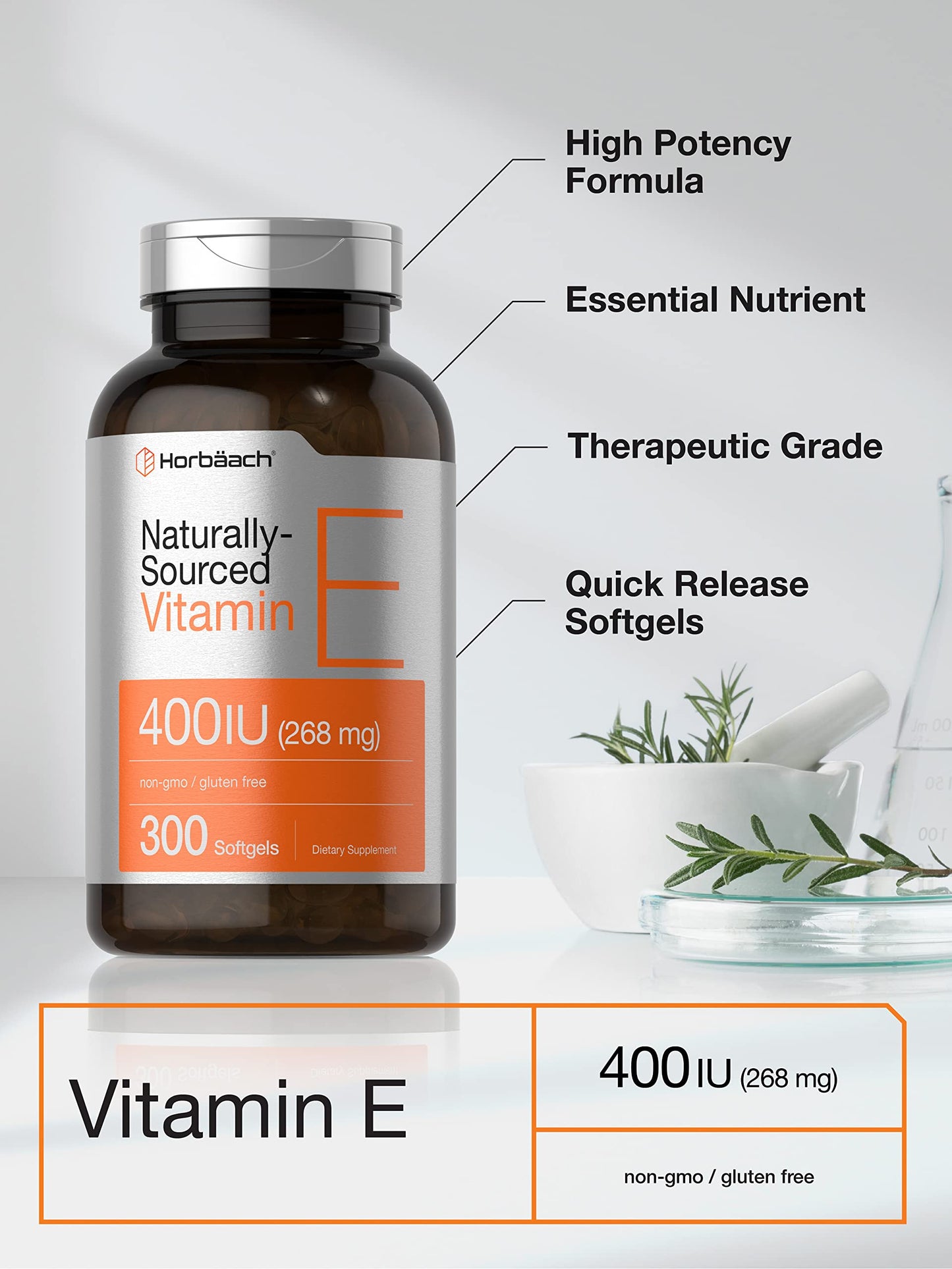 Horbäach Vitamin E Softgel 300 Count