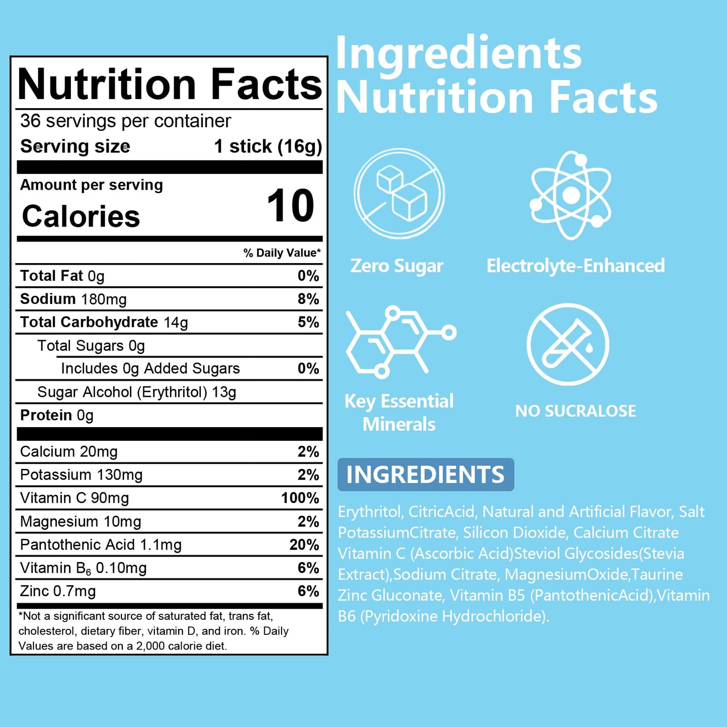 VITASUNIC 36 Sticks Electrolyte Powder Packets