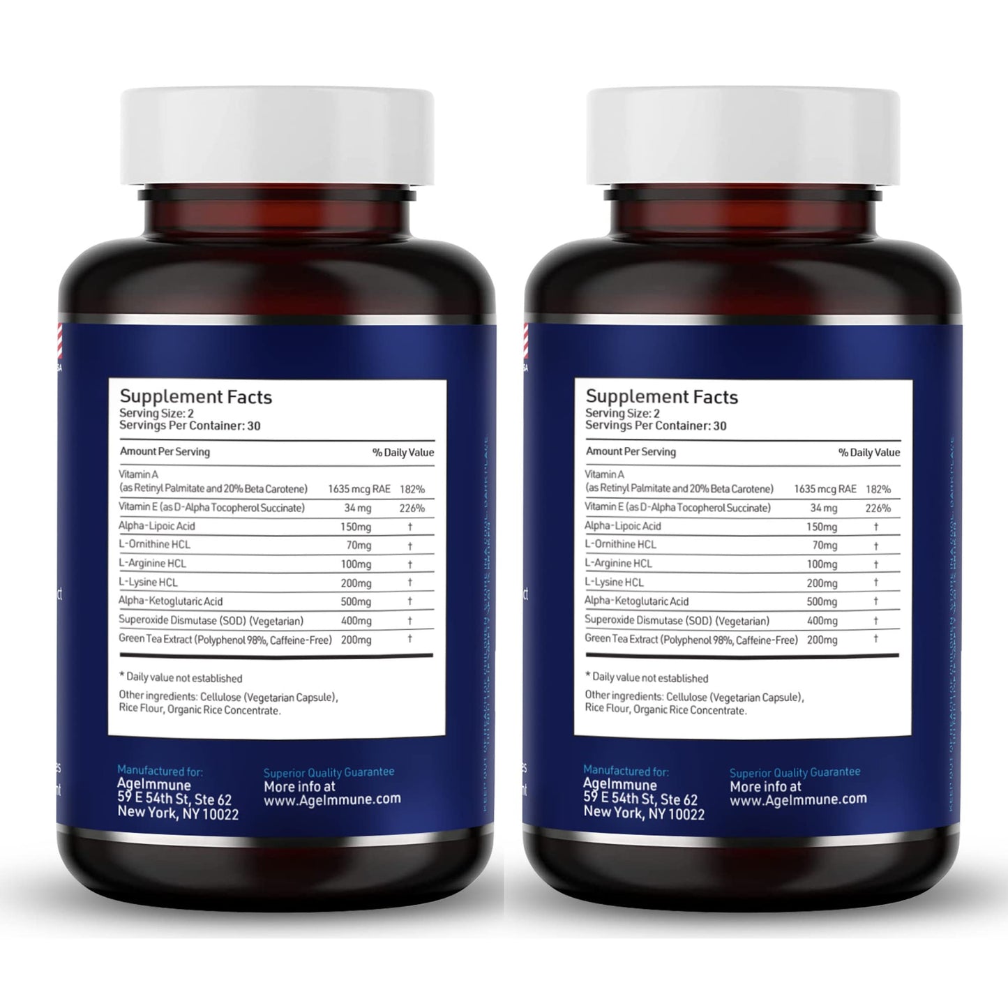AgeImmune SOD Antioxidants Complex Healthy Aging Supplement, 240 Capsules