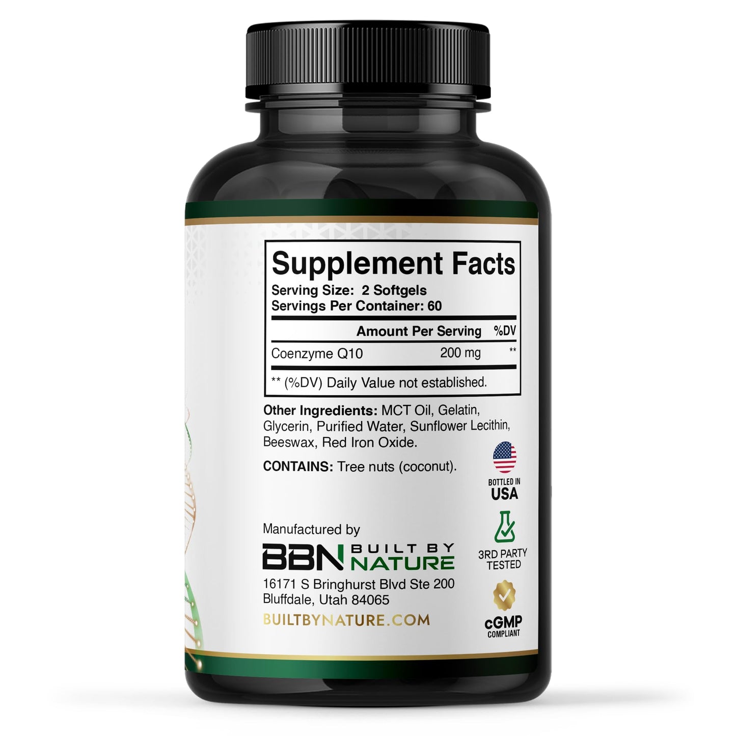Built by Nature CoQ10 Supplement with Coconut MCT Oil Softgels 120 Count