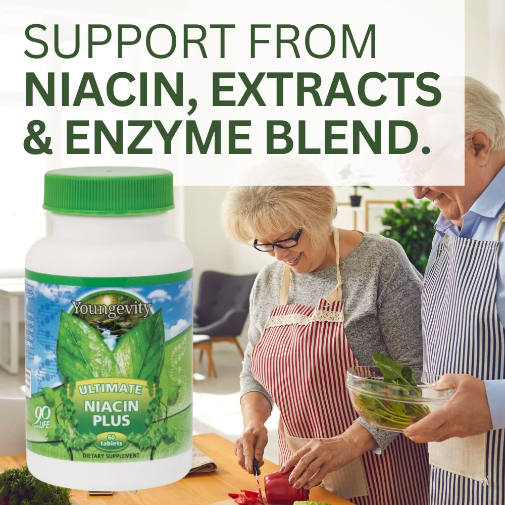Youngevity Ultimate Niacin Plus 500 mg with Arjuna and Hawthorn Tablets, 60 Count