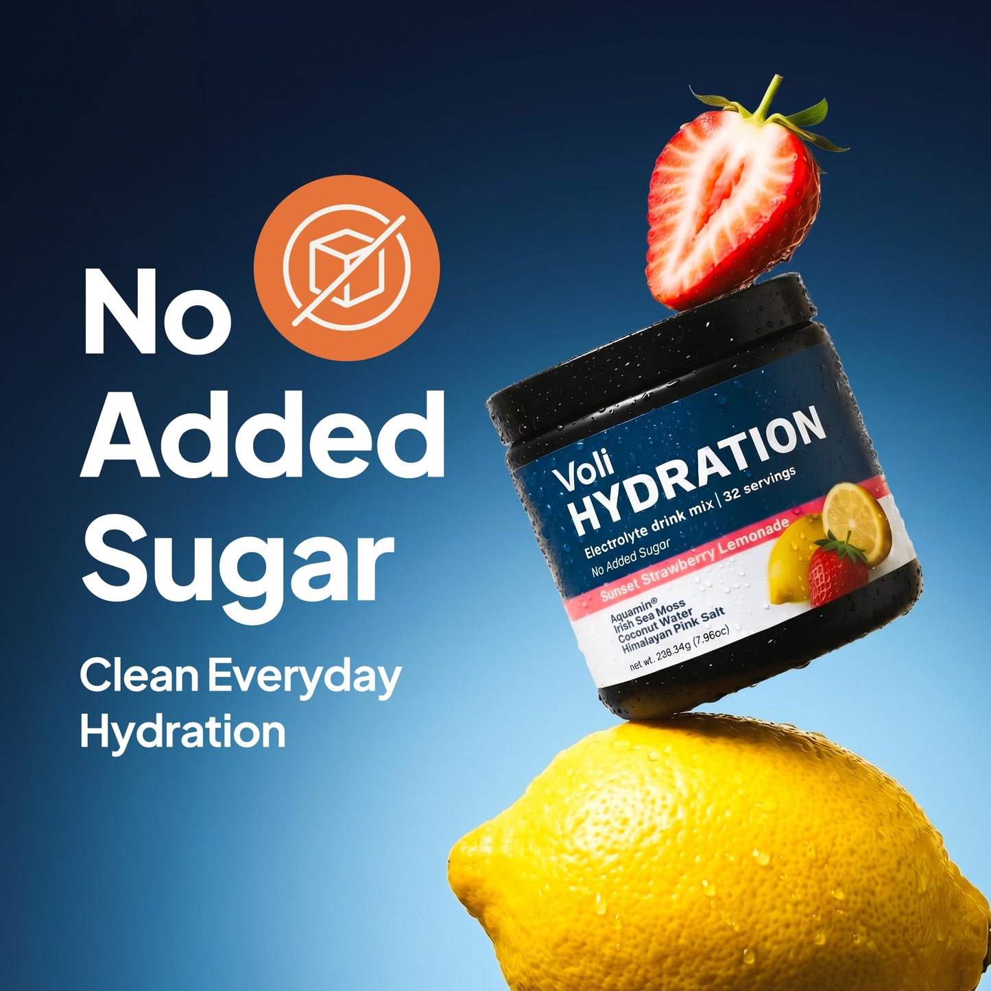 VOLI WELLNESS Hydration Electrolyte Powder Strawberry Lemonade 7.98 Ounce