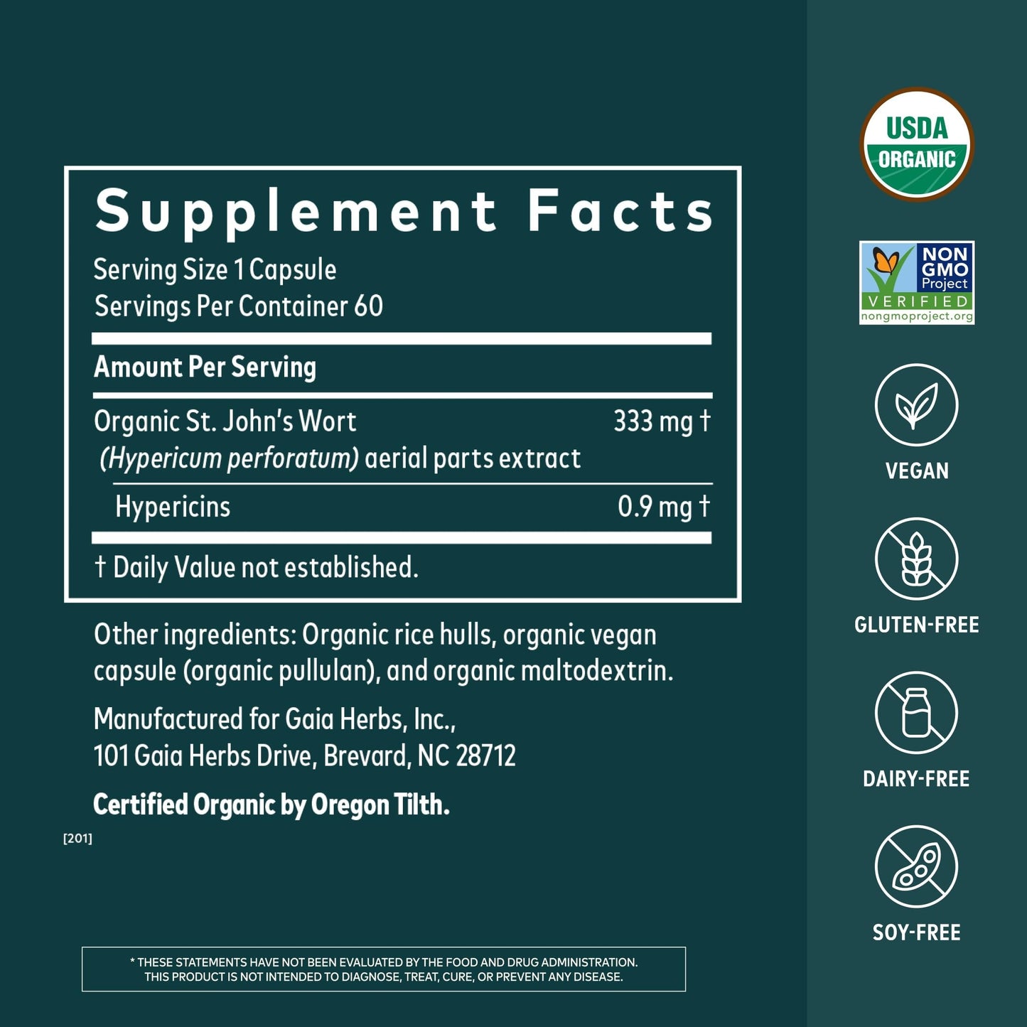 Gaia Herbs St. John's Wort Stress Support Supplement Capsules, 60 Capsules