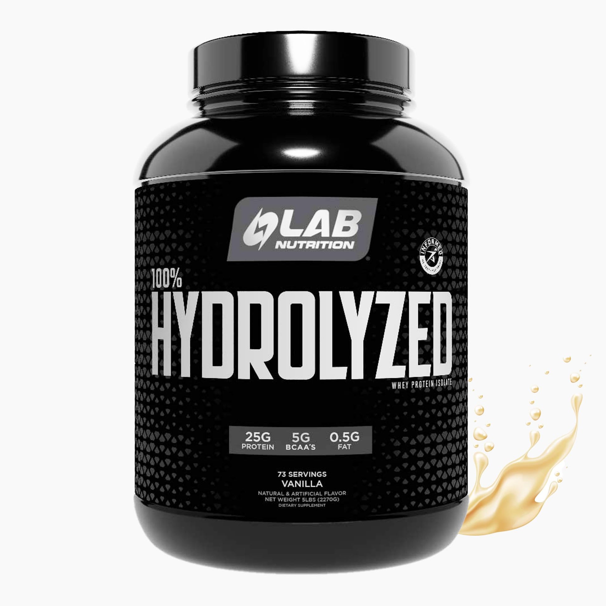 LAB NUTRITION 100% Hydrolyzed Whey Protein Isolate Powder 80