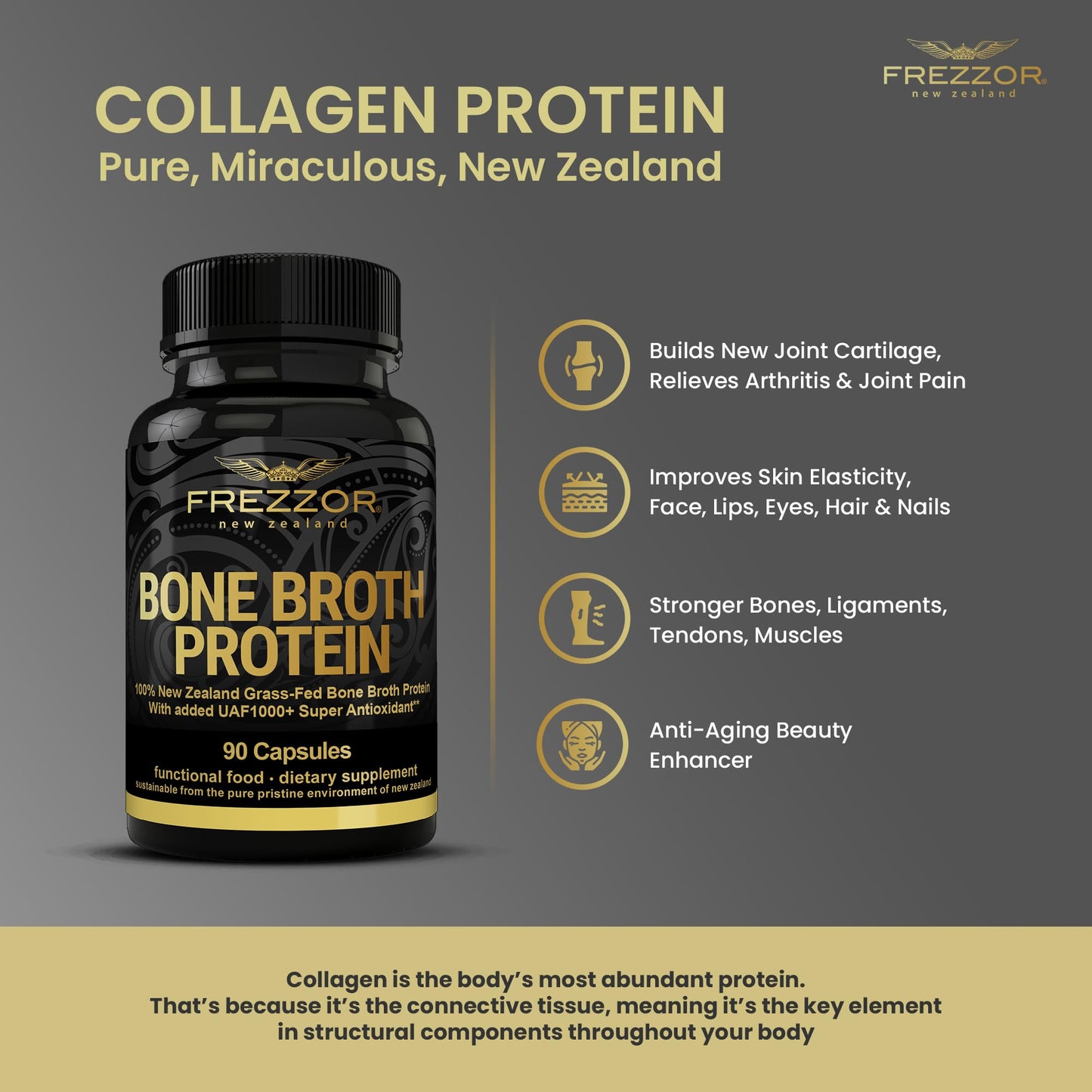 FREZZOR Bone Broth Protein Capsules, 180 Capsules