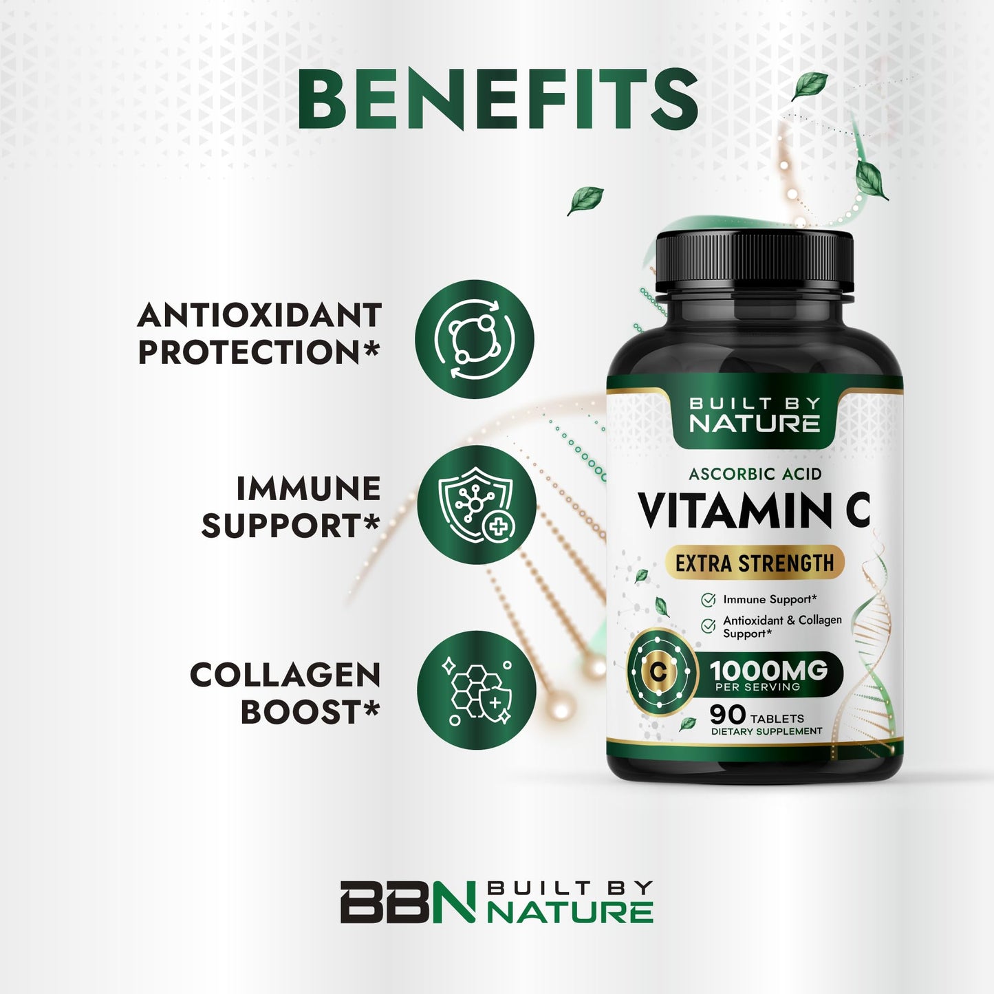 Built by Nature Vitamin C 1000mg Tablets, 90 Count