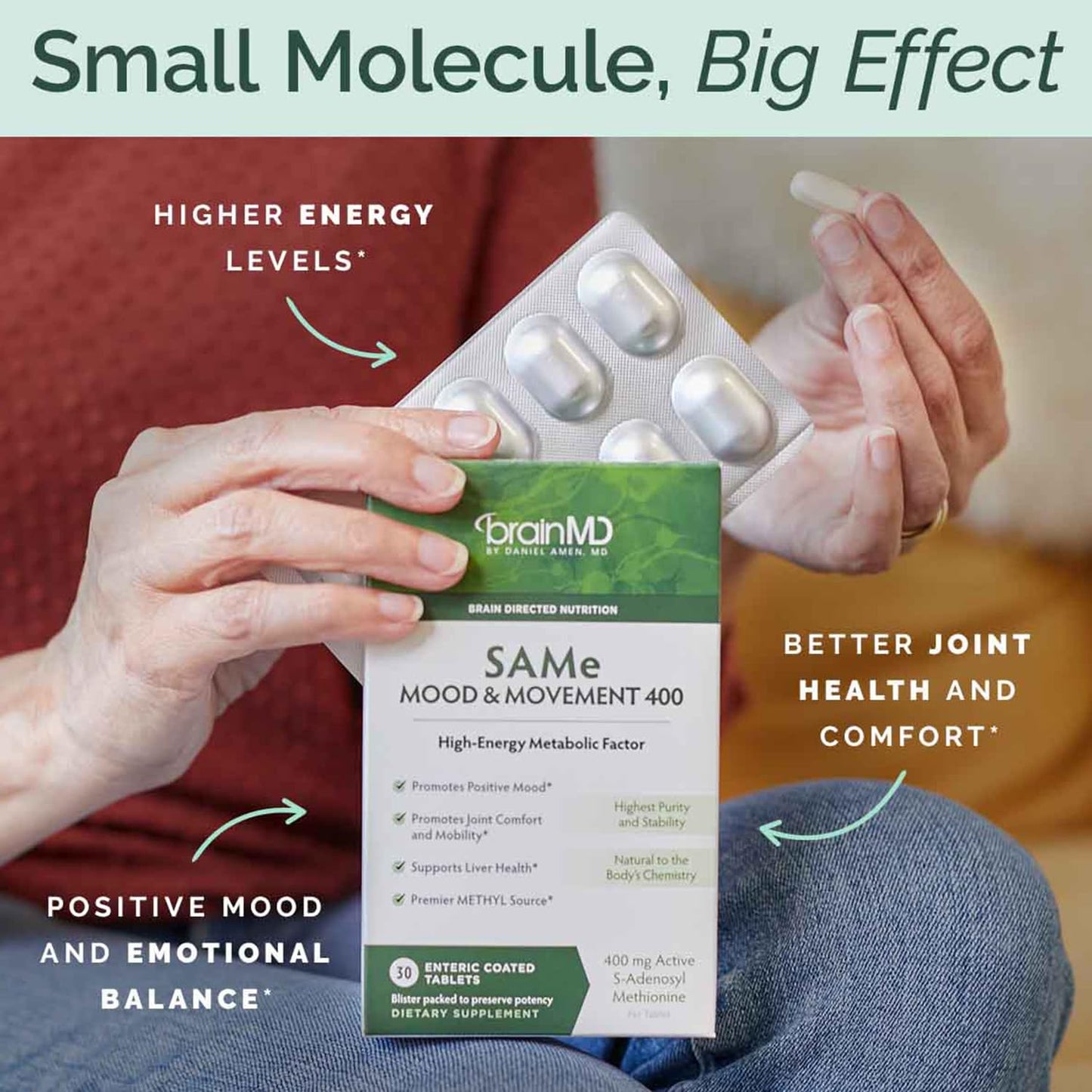 BRAINMD Dr Amen SAMe Mood & Movement 400 Tablets, 30 Count
