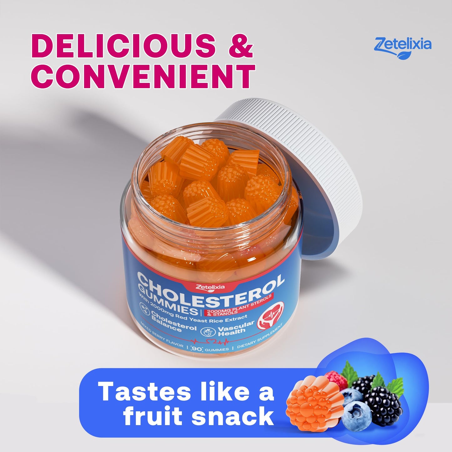 Zetelixia Cholesterol Lowering Supplements Gummies 90 Count