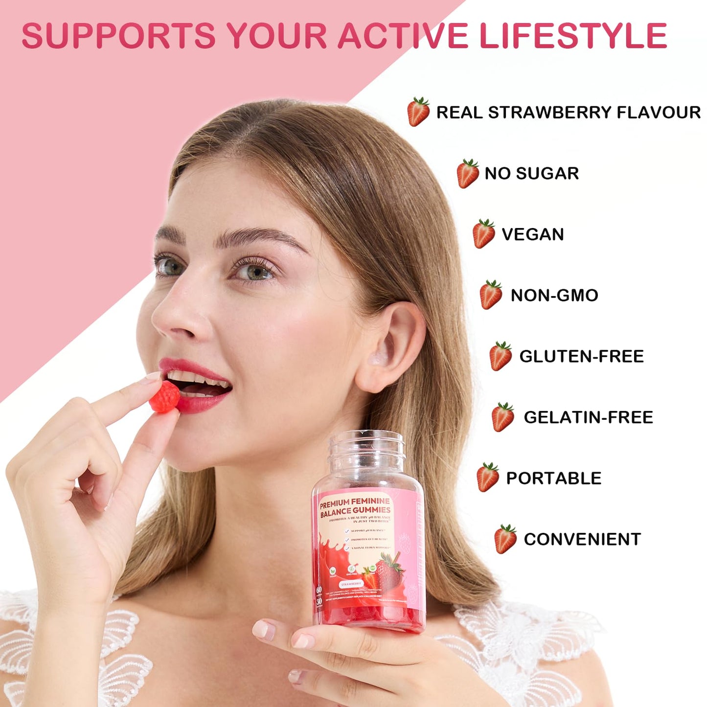 DEXOV Vaginal Probiotic Feminine Gummies for Women – pH Balance Support & Vitamin C, 60 Gummies