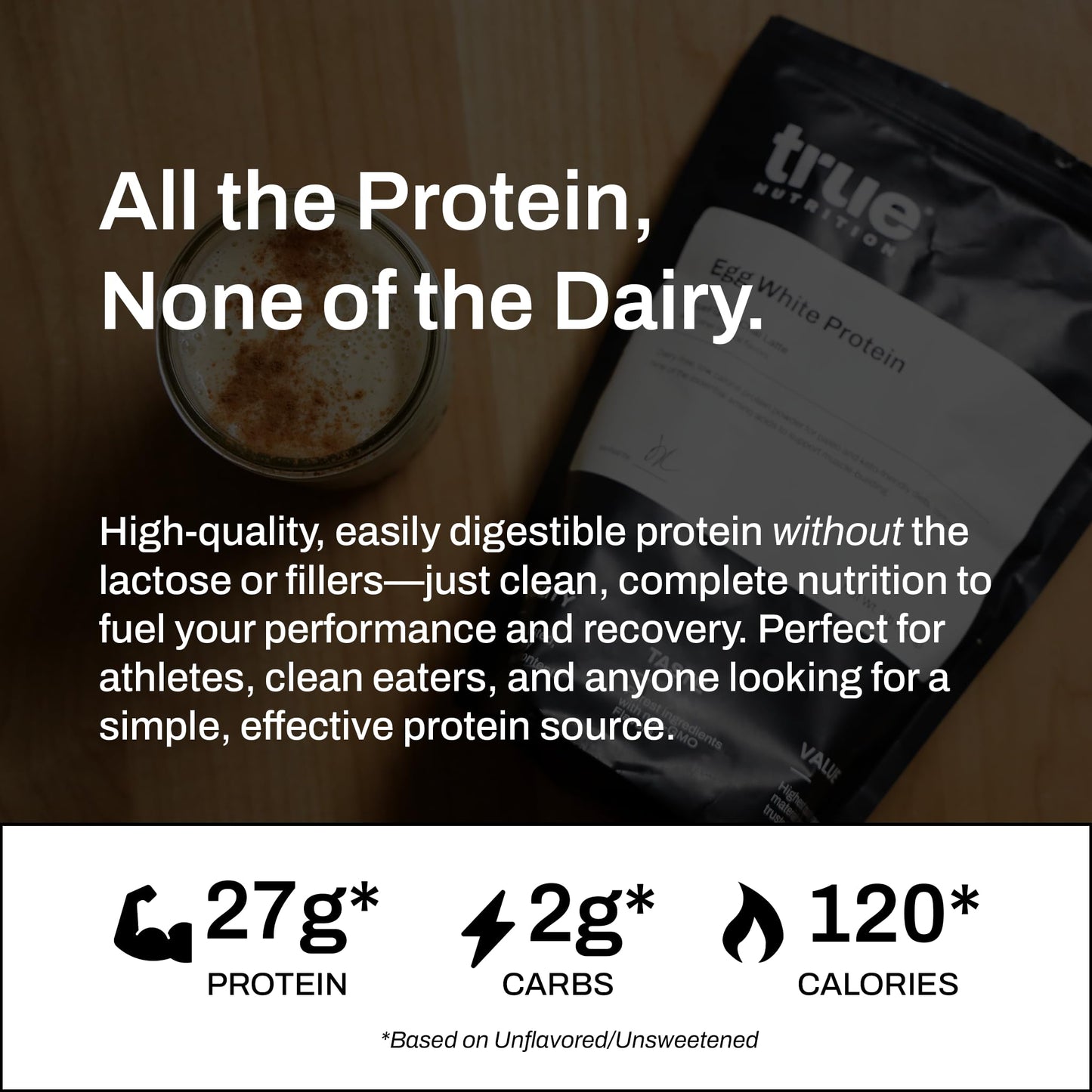 True Nutrition Egg White Protein Powder, Unflavored, 16