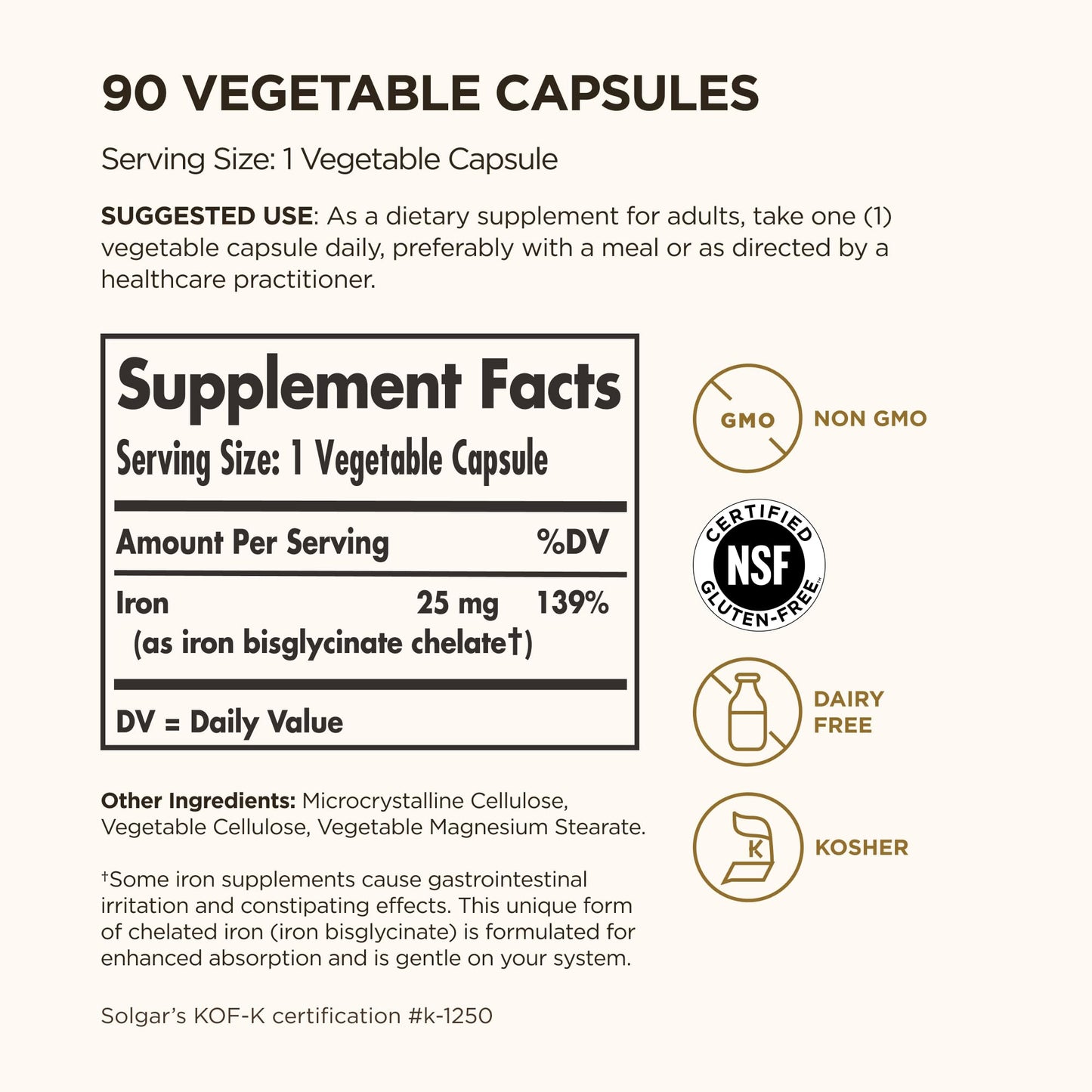 Solgar Gentle Iron 25mg Capsule, 90 Capsules