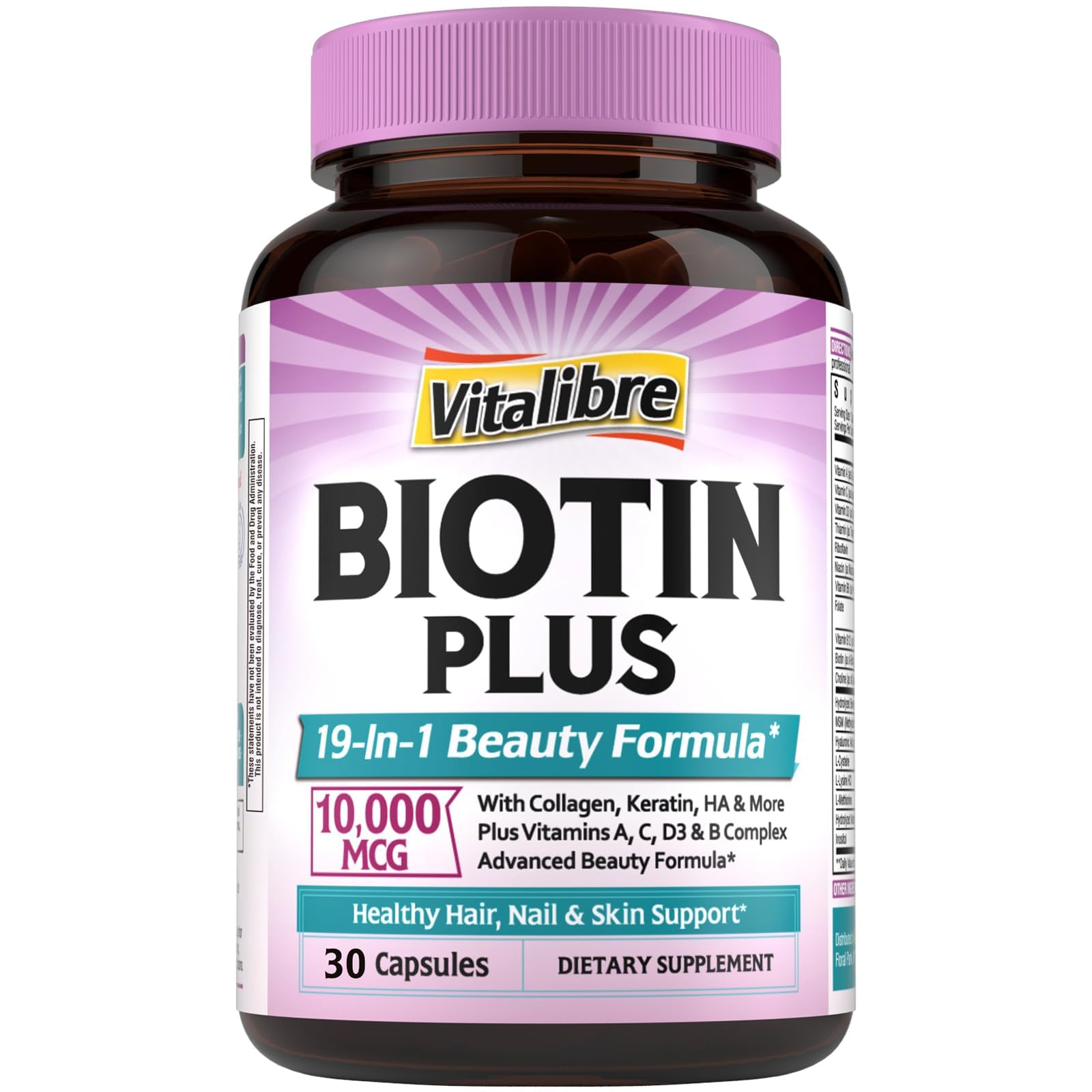 Vitalibre Biotin 10000mcg Softgels 30