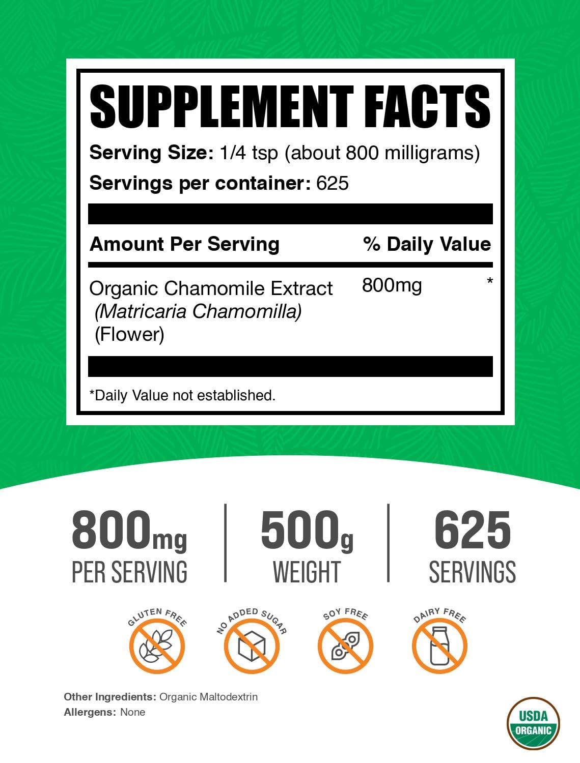 BulkSupplements Organic Chamomile Extract Powder, 17.6 oz