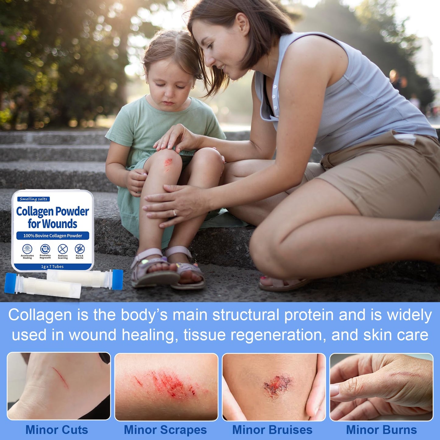 Poxo Collagen Powder for Wounds, 7 Tubes x 1g