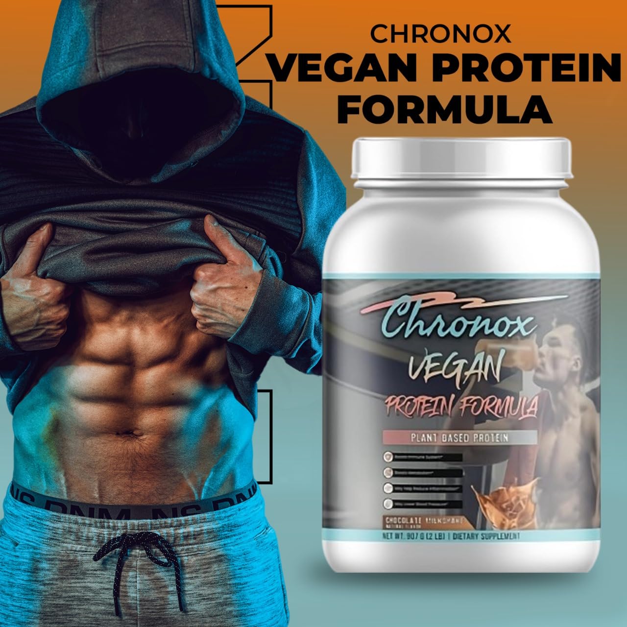 Chronox Vegan Protein Powder, Chocolate Flavor, 1 Count
