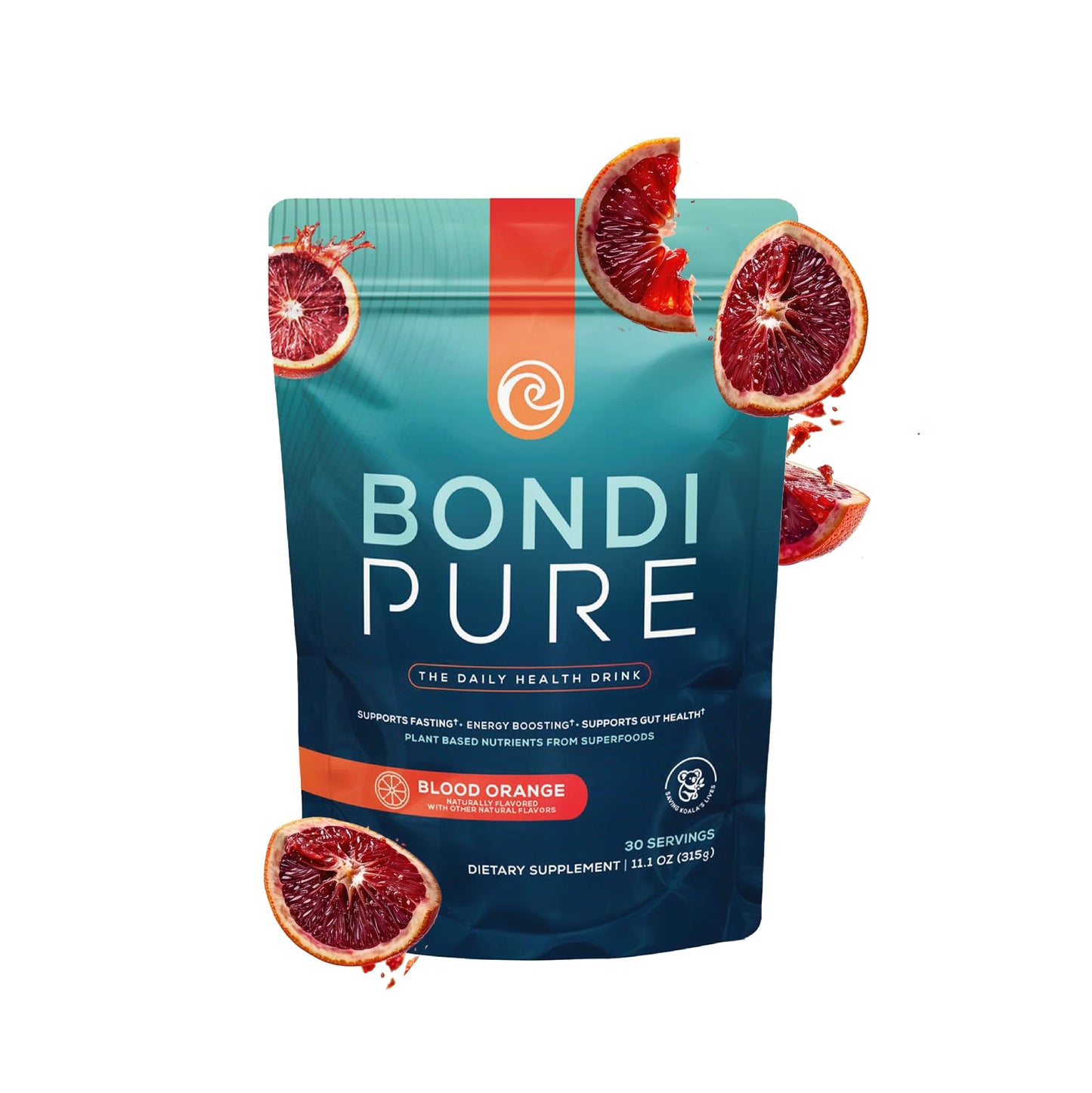 Bondi Pure Daily Health & Detox Drink Powder Blood Orange, 30 Servings