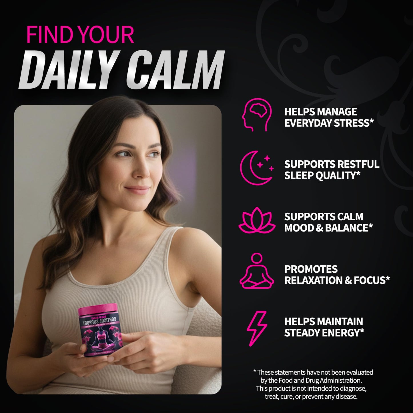 Bold Buns Cortisol Supplements for Women Capsules, 60 Count