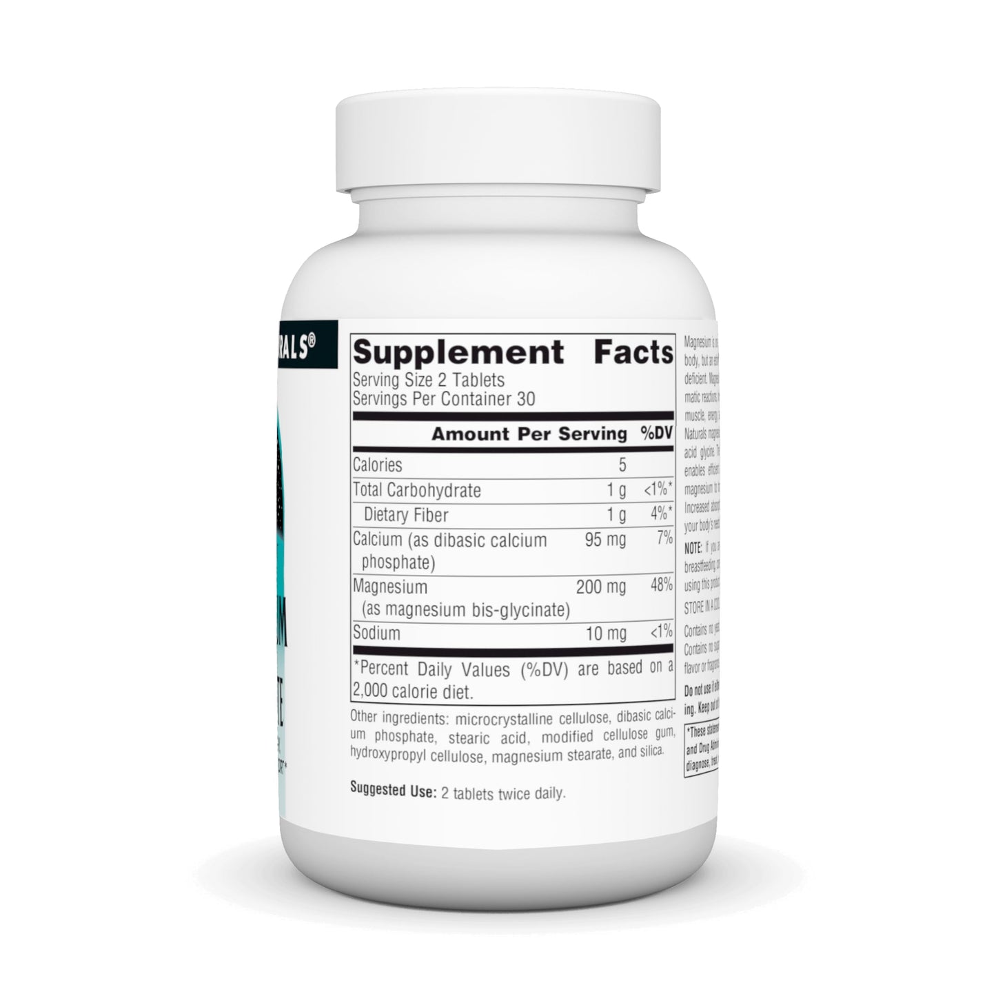 Source Naturals Magnesium Glycinate Chelated for High Absorption, for Calm Energy, Bone & Heart Support*, Tablets, 60 Tablets