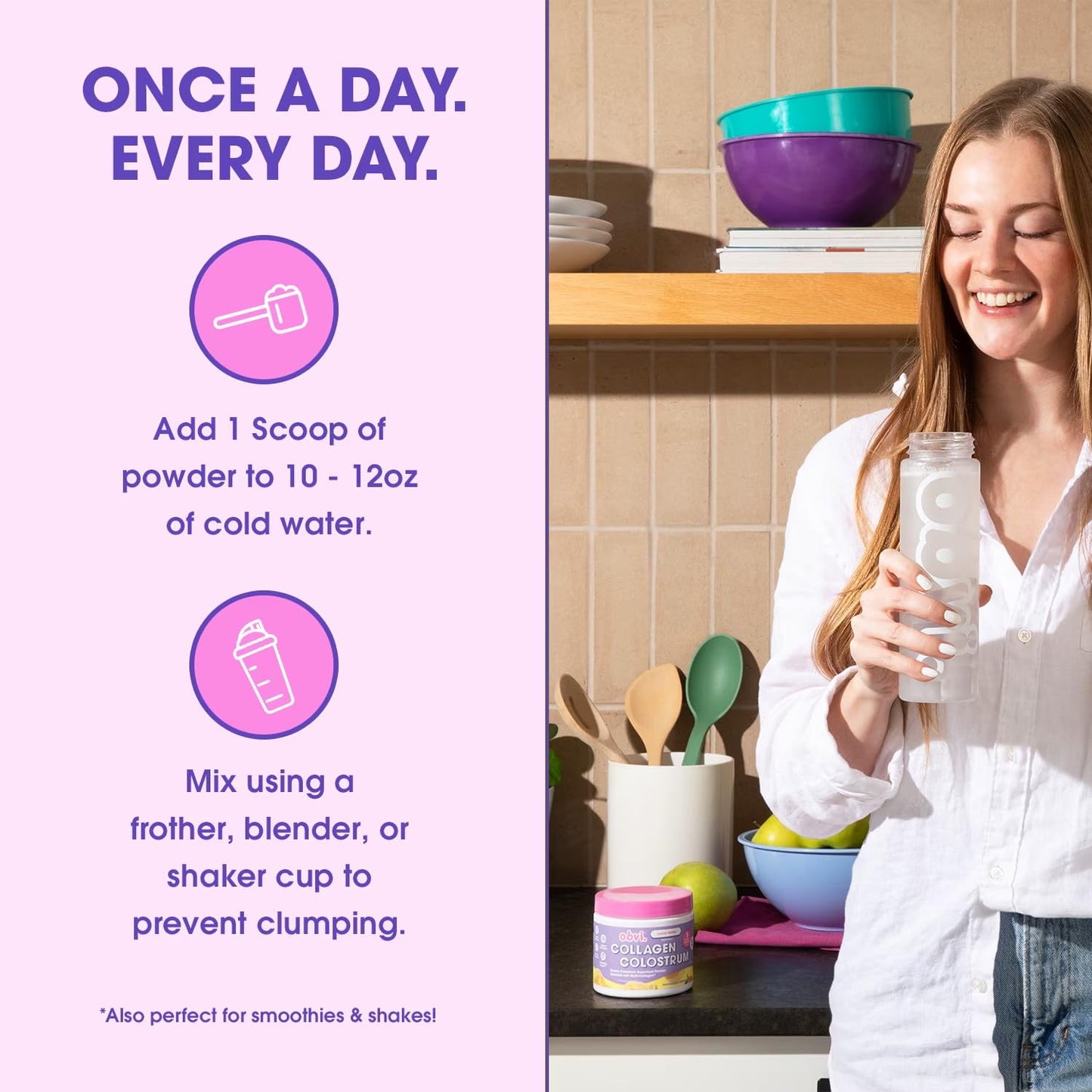Obvi Hydrolyzed Bovine Collagen Peptide Lemon Sorbet Colostrum Superfood Protein Powder 30 Servings