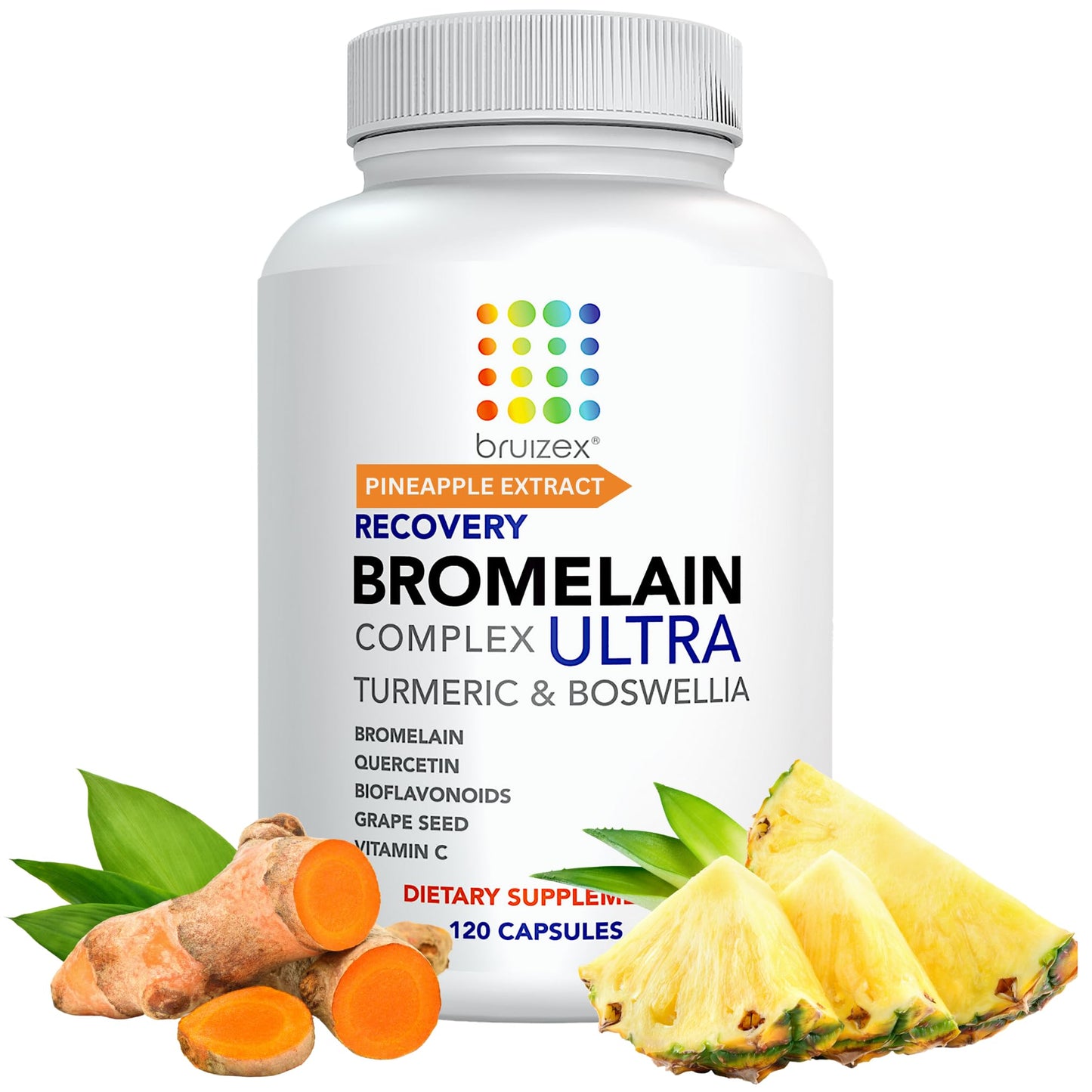 Bruizex Ultra Bromelain and Quercetin Bruising Relief Supplement Capsules, 120 Count