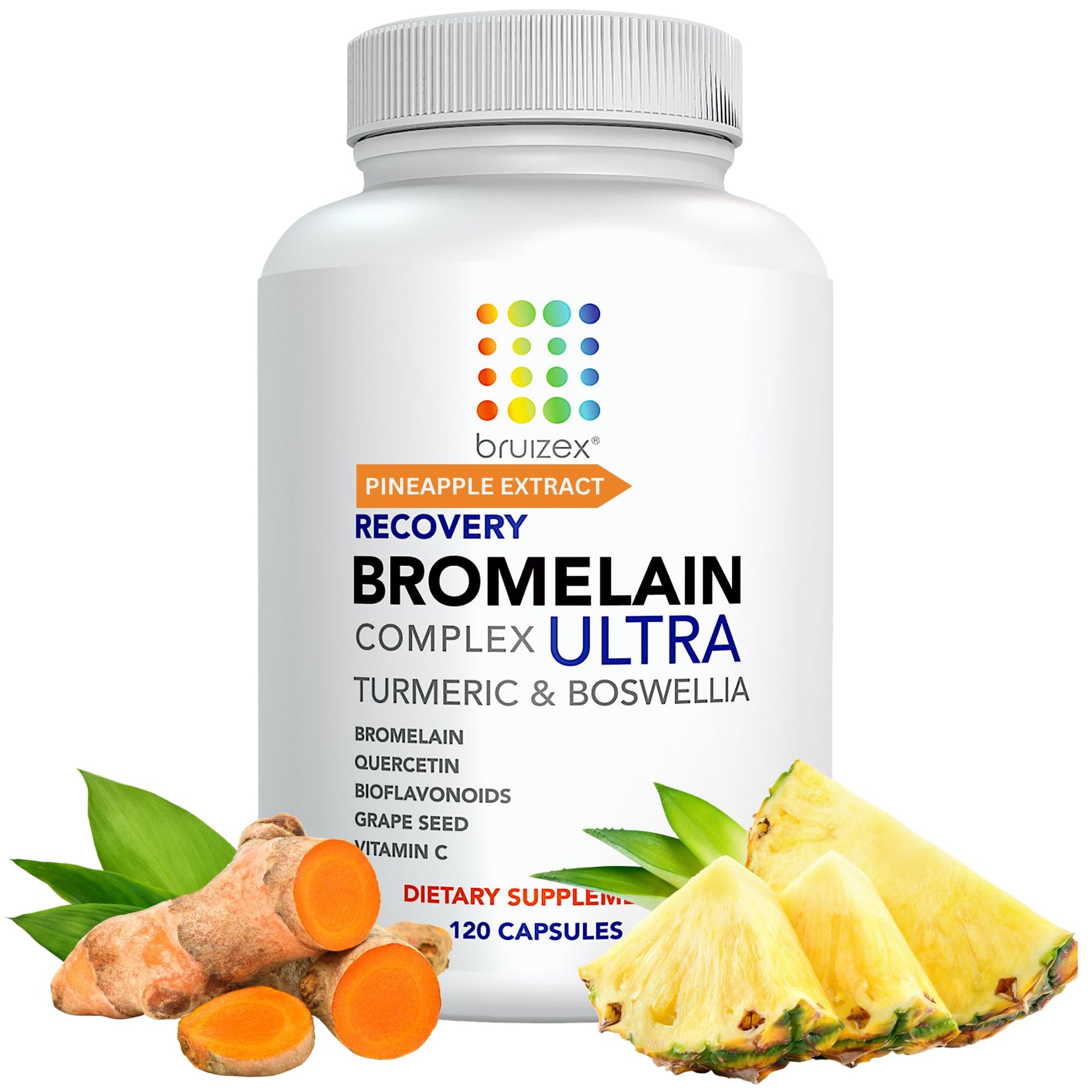 Bruizex Ultra Bromelain and Quercetin Bruising Relief Supplement Capsules, 120 Count