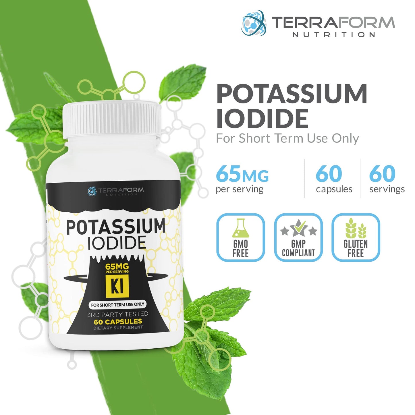 TerraForm Nutrition Potassium Iodide Supplement Capsules, 60 Count
