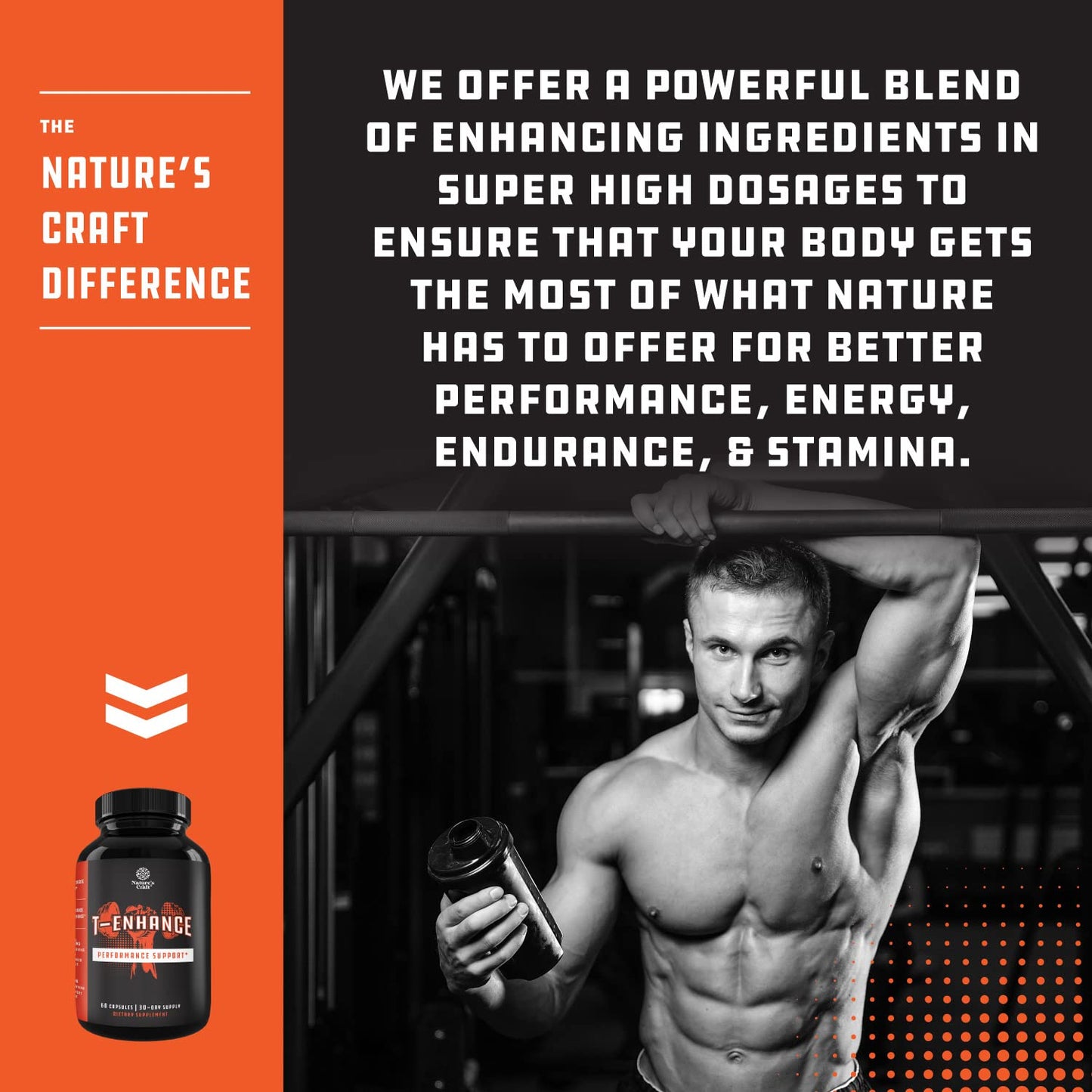 Natures Craft Testosterone Booster for Men with Horny Goat Weed, Maca Root, Tongkat Ali & Tribulus Terrestris - Capsules, 60 Count