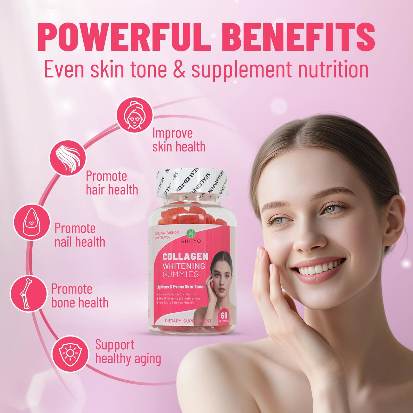 AIHIYO Collagen Whitening Gummies 60 Count