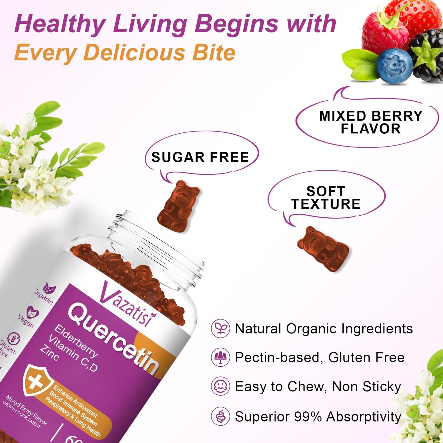 Vazatisi Quercetin Gummies 60 Count