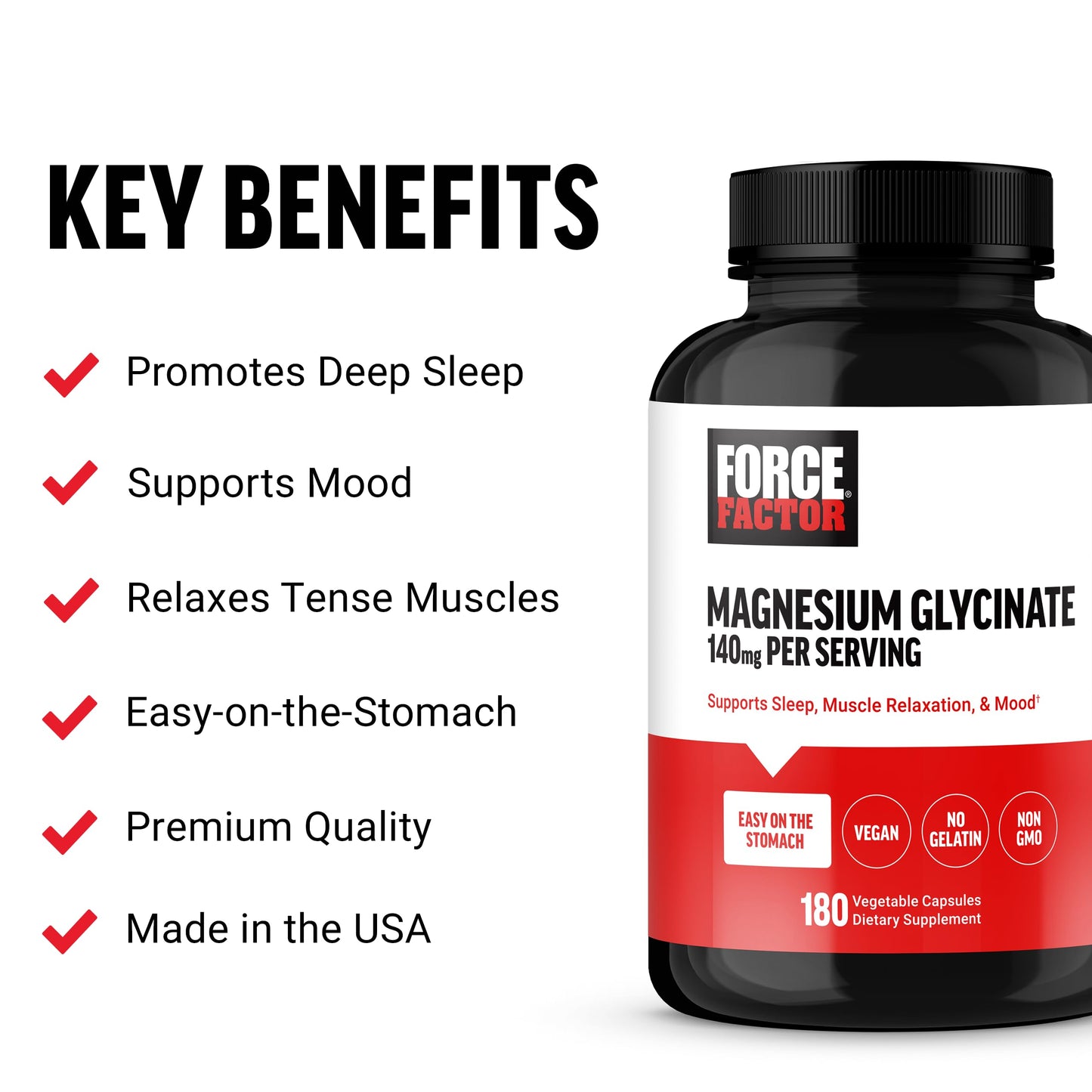 Force Factor Magnesium Glycinate Capsules 180 Count