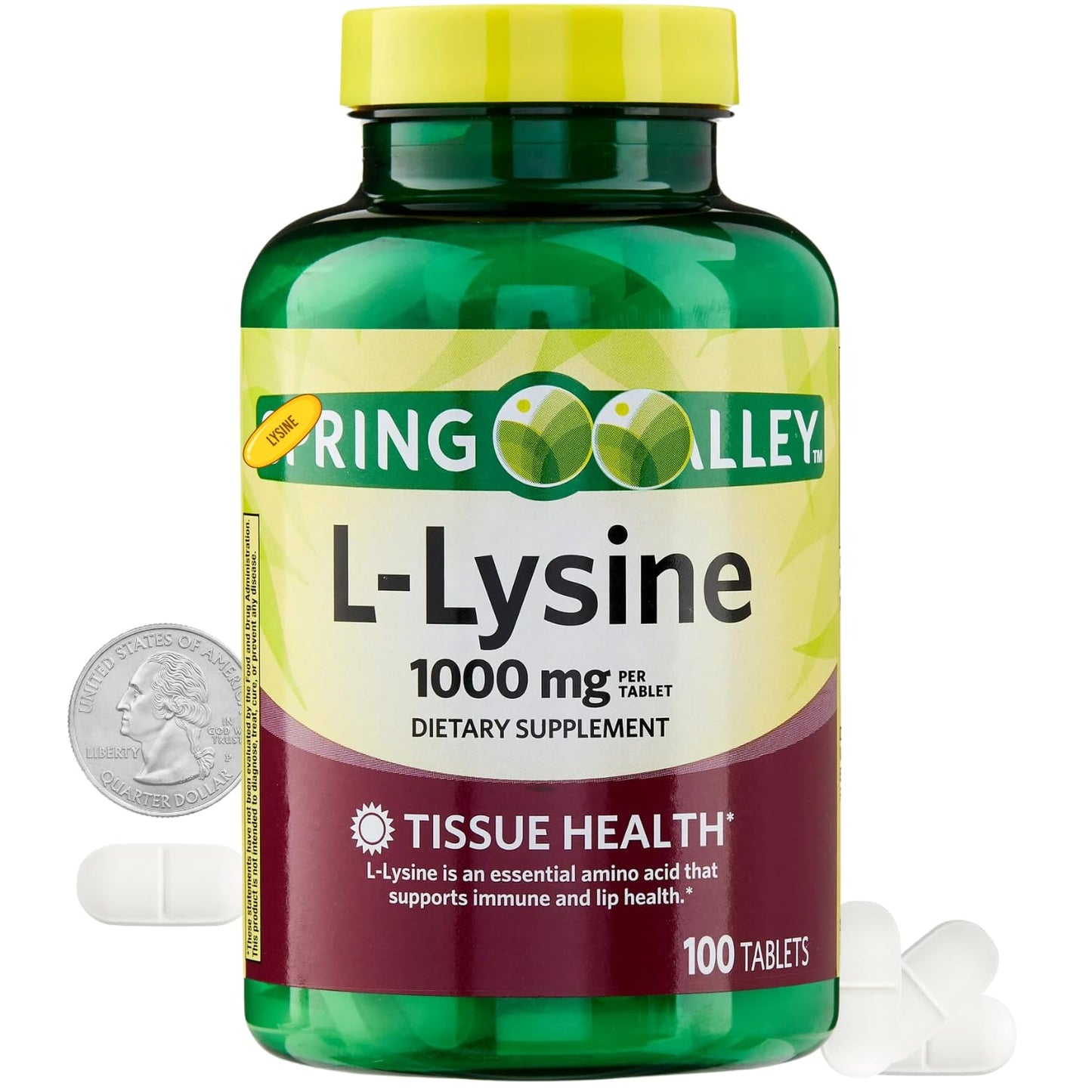 Generic L-Lysine 1000mg Amino Acid Lysine Supplement Tablet, 100 Tablets