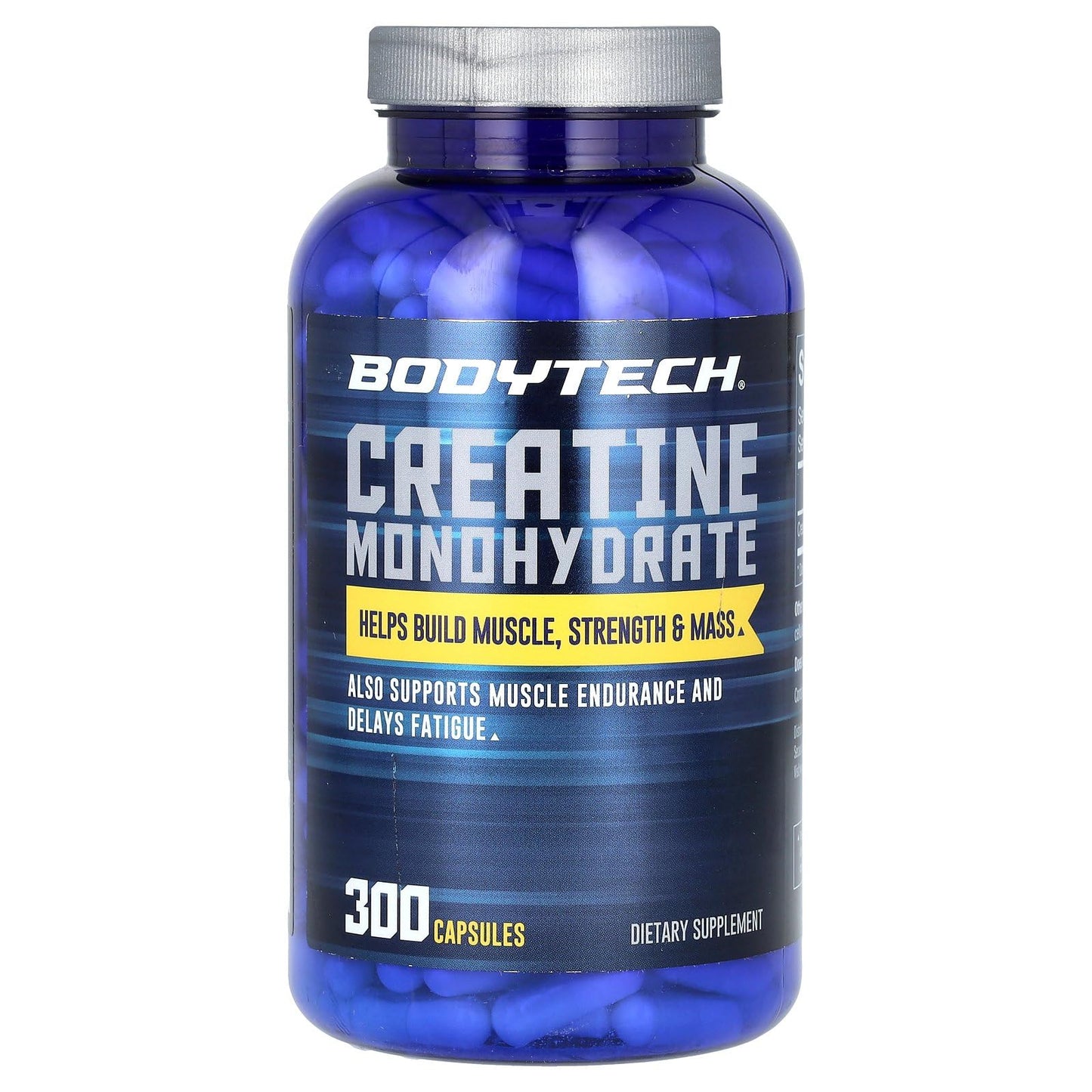 BodyTech 100 Pure Creatine Monohydrate 2250 MG Capsules, 300 Capsules
