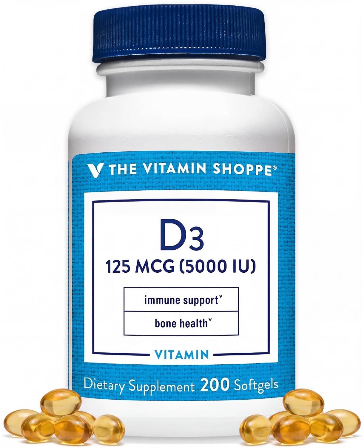 The Vitamin Shoppe Vitamin D3 5000 IU Supplement Softgels, 200 Count
