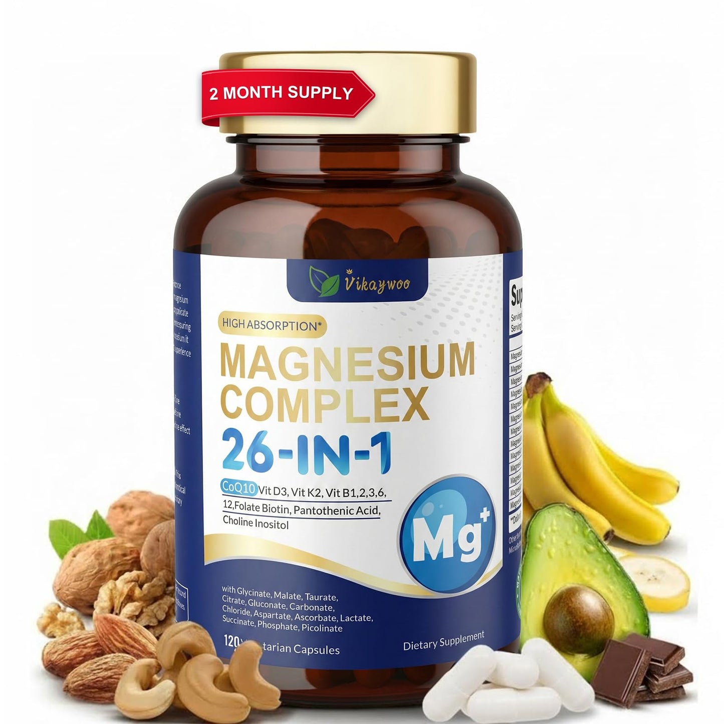 Vikaywoo Magnesium Complex Supplement Capsule 120 Count