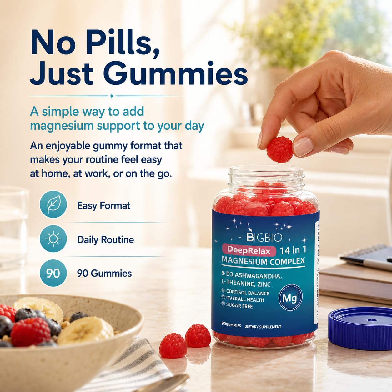 BIGBIO Magnesium Complex 14-in-1 Gummies 90 Count