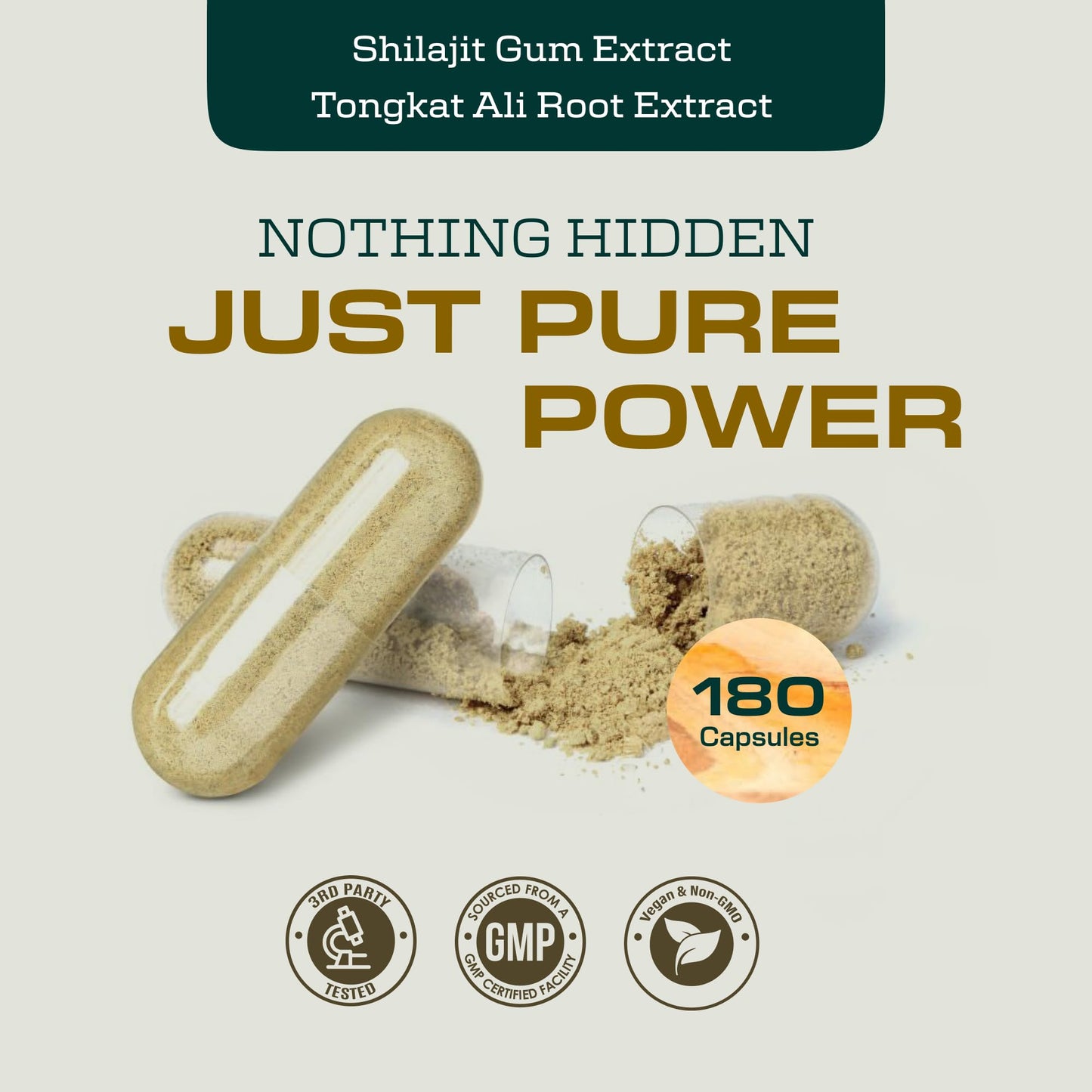 Earth Elixir Shilajit and Tongkat Ali Capsules, 180 Count