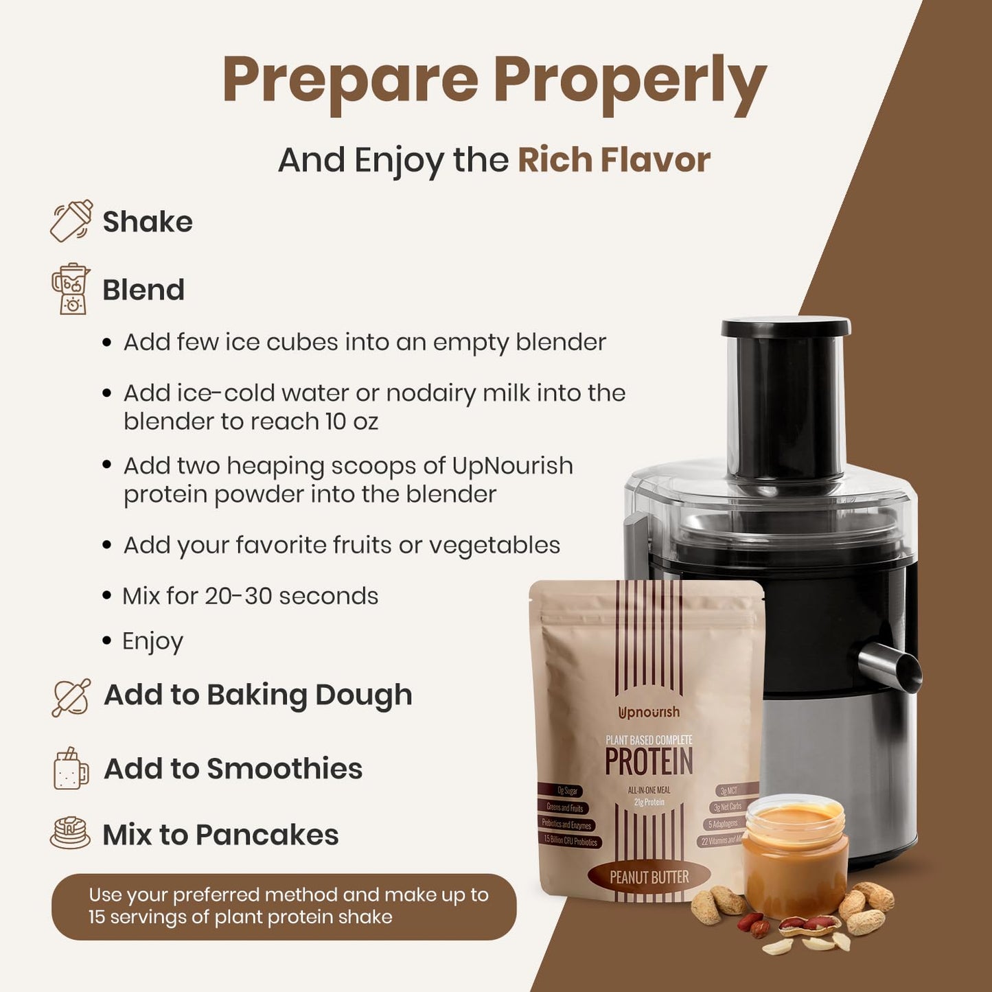UpNourish Peanut Butter Vegan Protein Powder 22.24 Ounce
