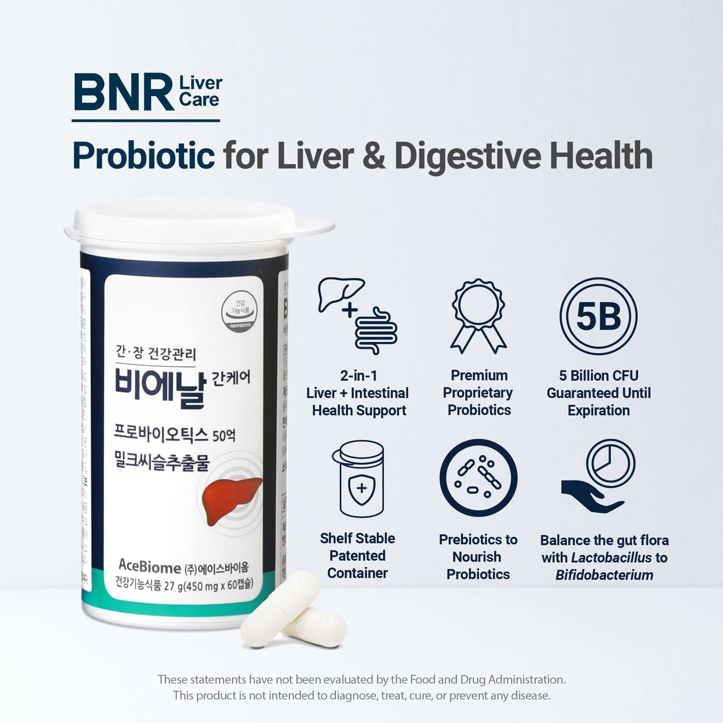 AceBiome Bnr Liver Care Milk Thistle Probiotics and Prebiotics Silymarin Liver and Digestive Support, 60 Capsules