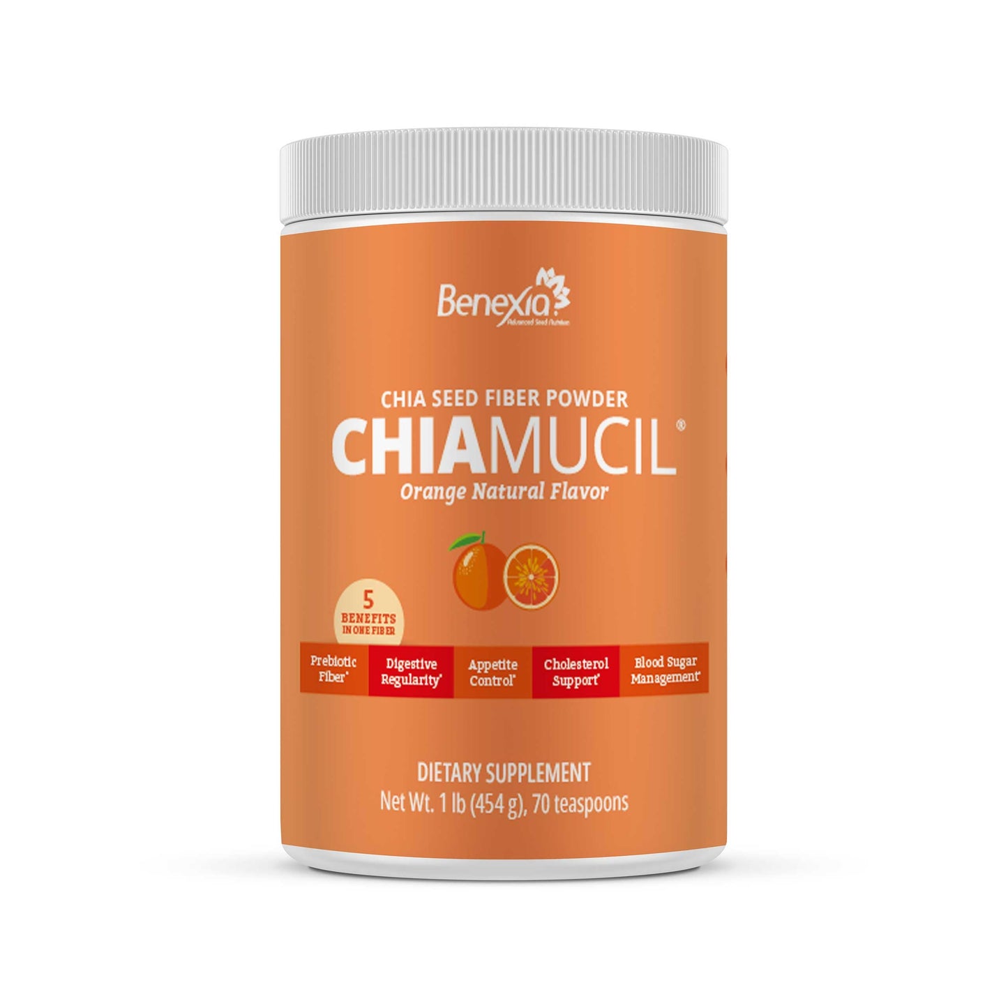BENEXIA Chiamucil Prebiotic Chia & Inulin Fiber Powder, Orange 16