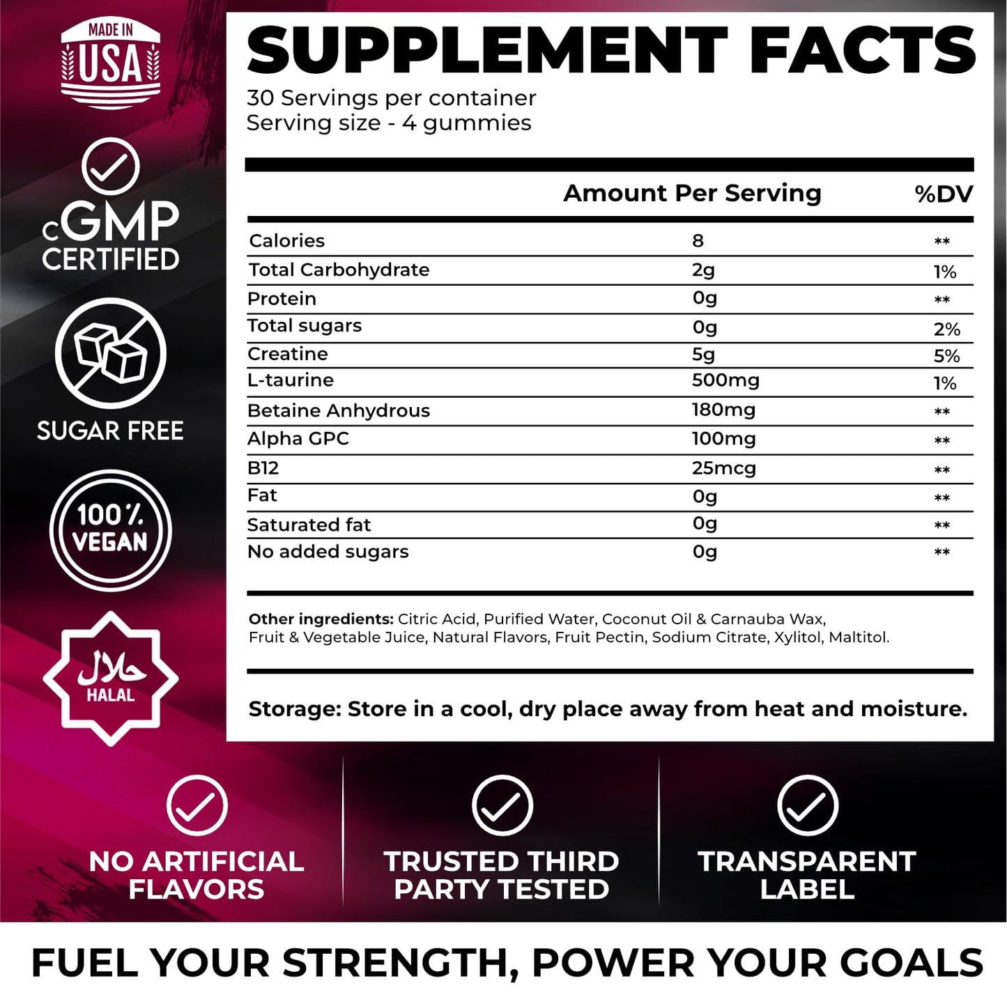 Novure Creatine Monohydrate Gummies 120 Count