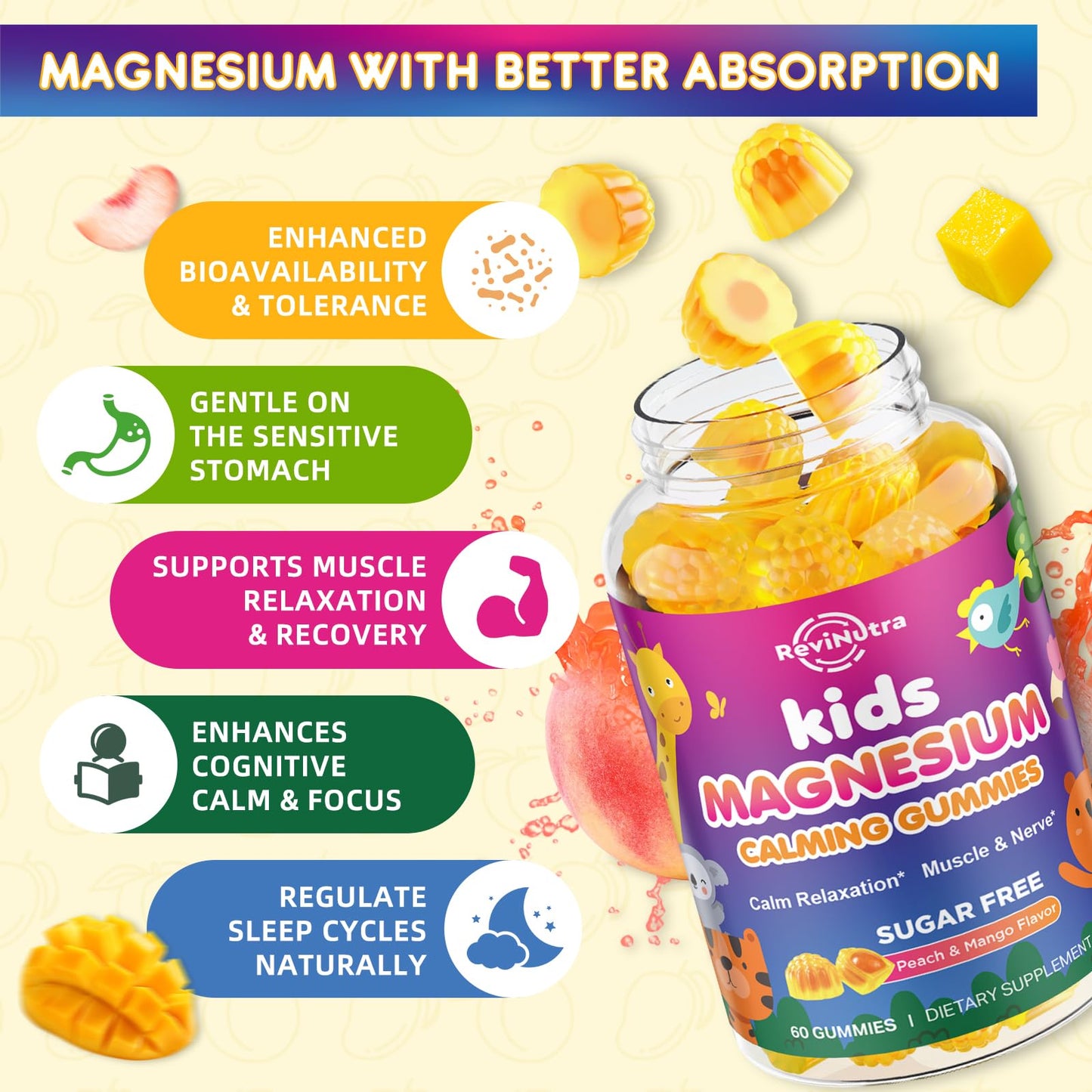 ReviNutra Magnesium Glycinate Gummies 120 Count