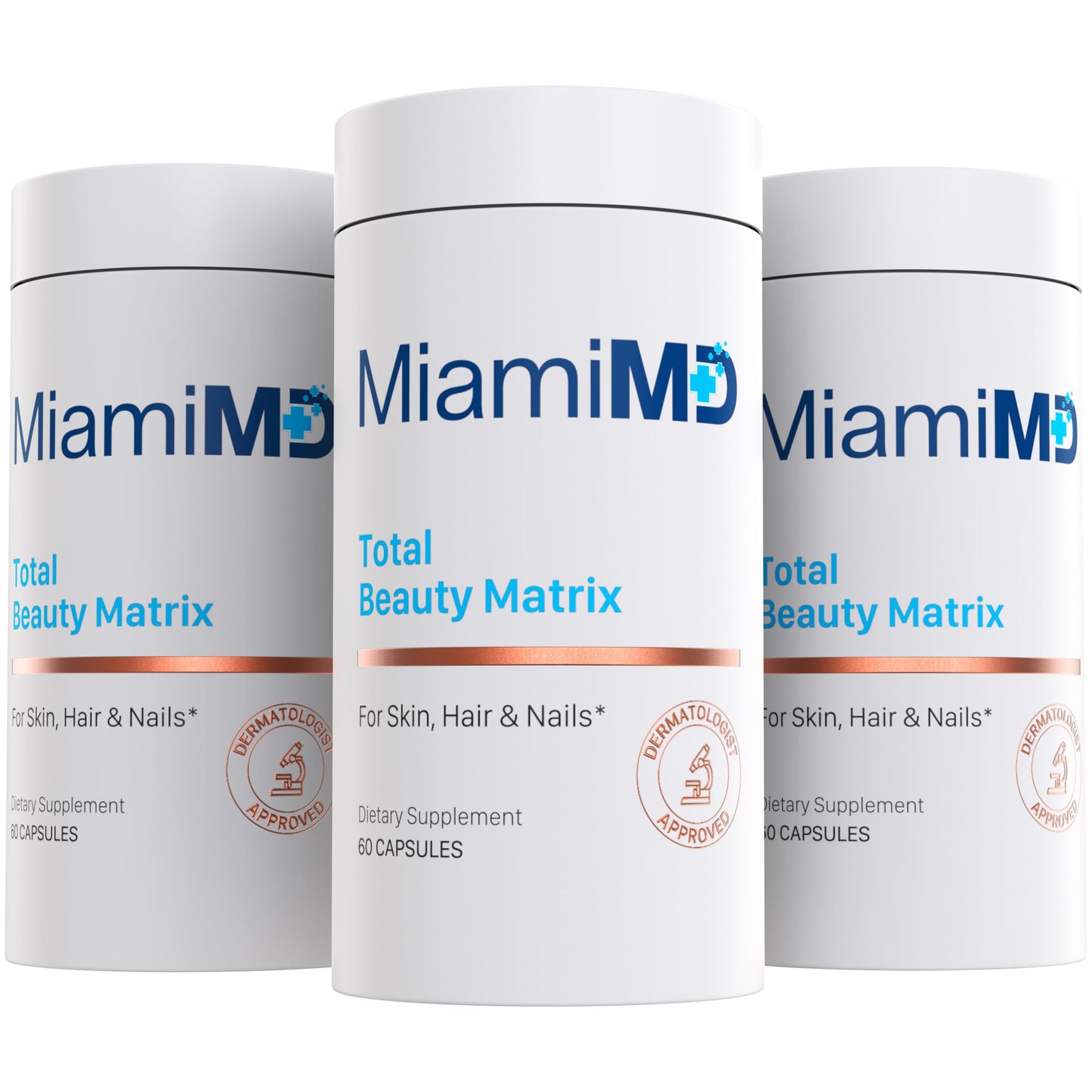 MiamiMD Total Beauty Matrix Collagen Capsules with Vitamin C for Hair, Skin and Nails, 180 Capsules