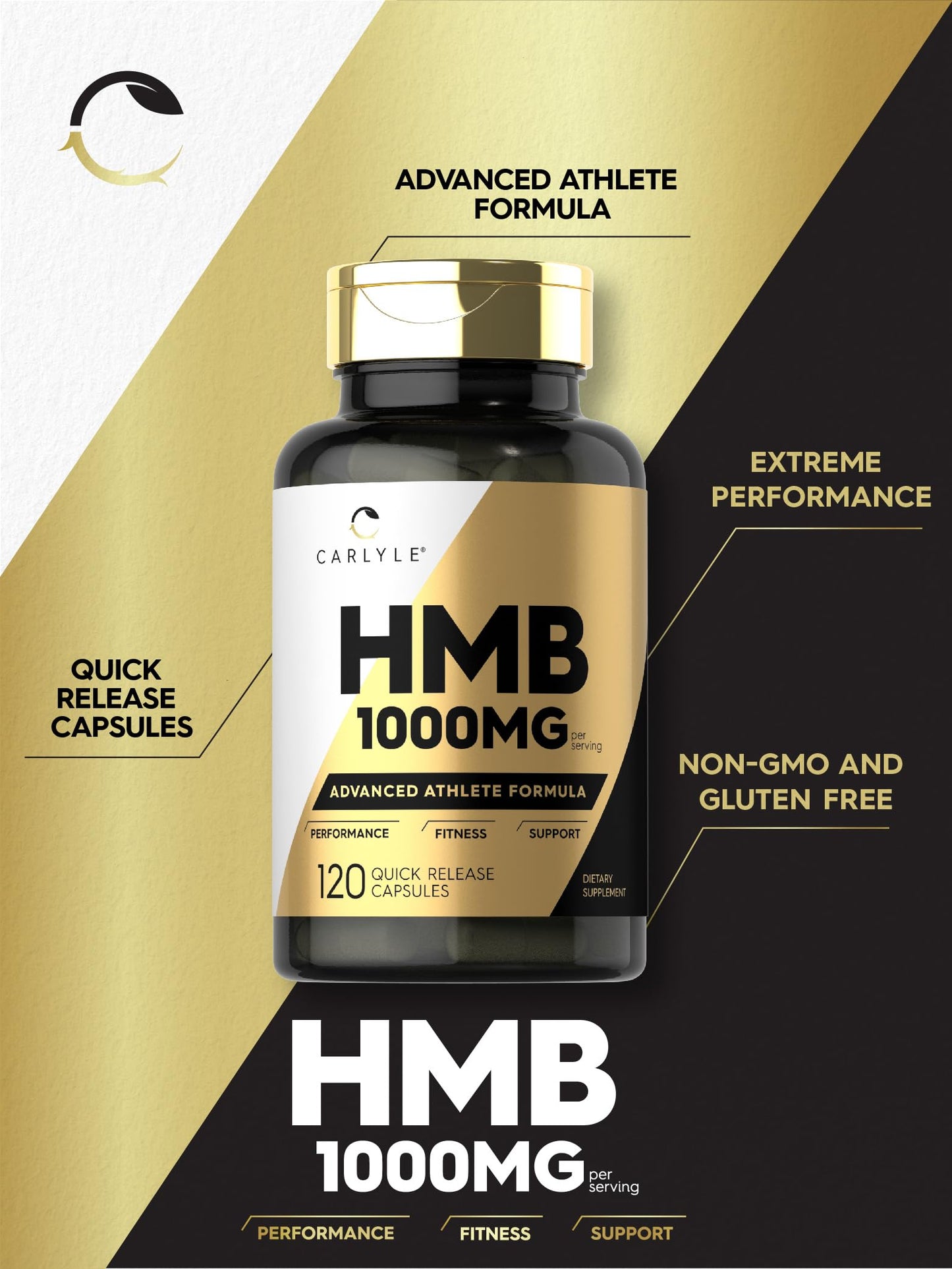 Carlyle HMB 1000 mg Supplement for Men & Women Capsules 120 Count