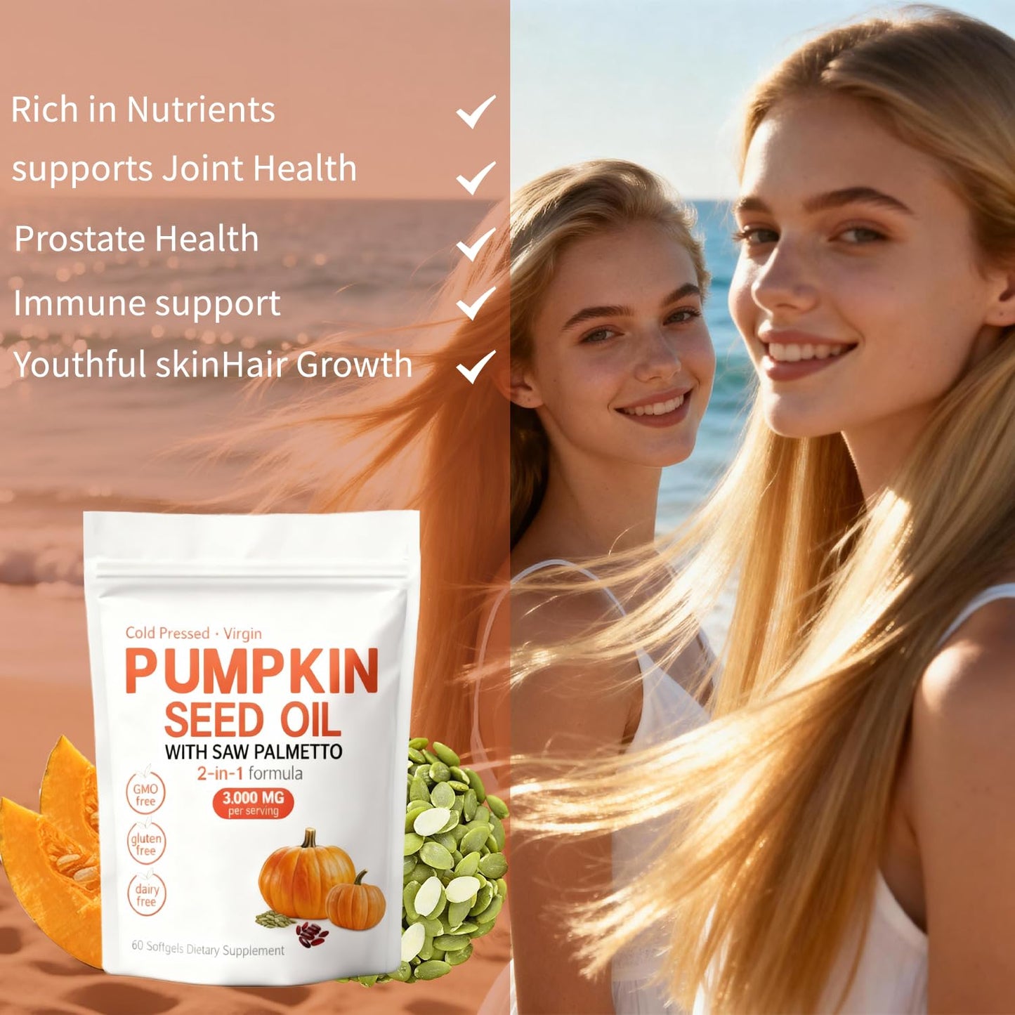KITABIO Pumpkin Seed Oil Capsules, 1 Count