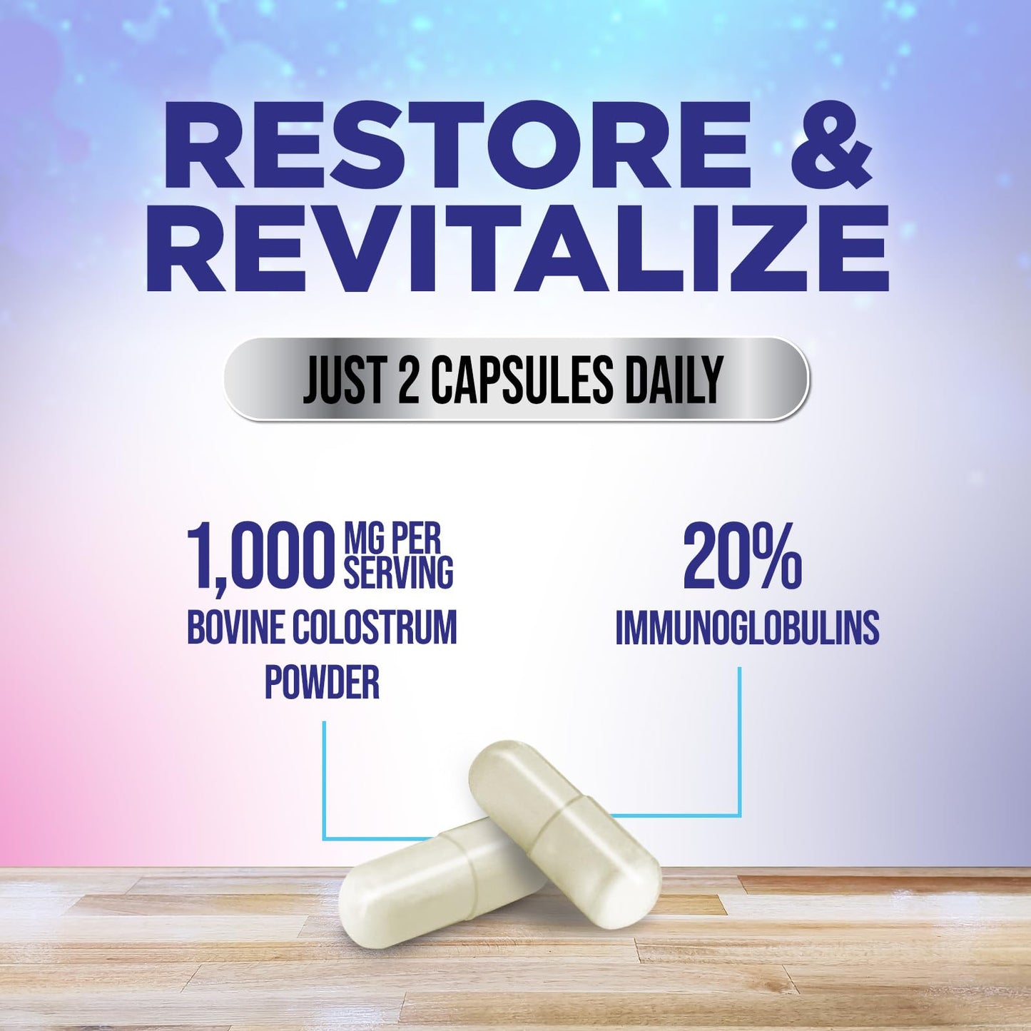 Nature's Nutrition Colostrum Supplement 1000mg Per Serving Max Strength 20% Immunoglobulins for Gut & Immune Support Capsule, 120 Count