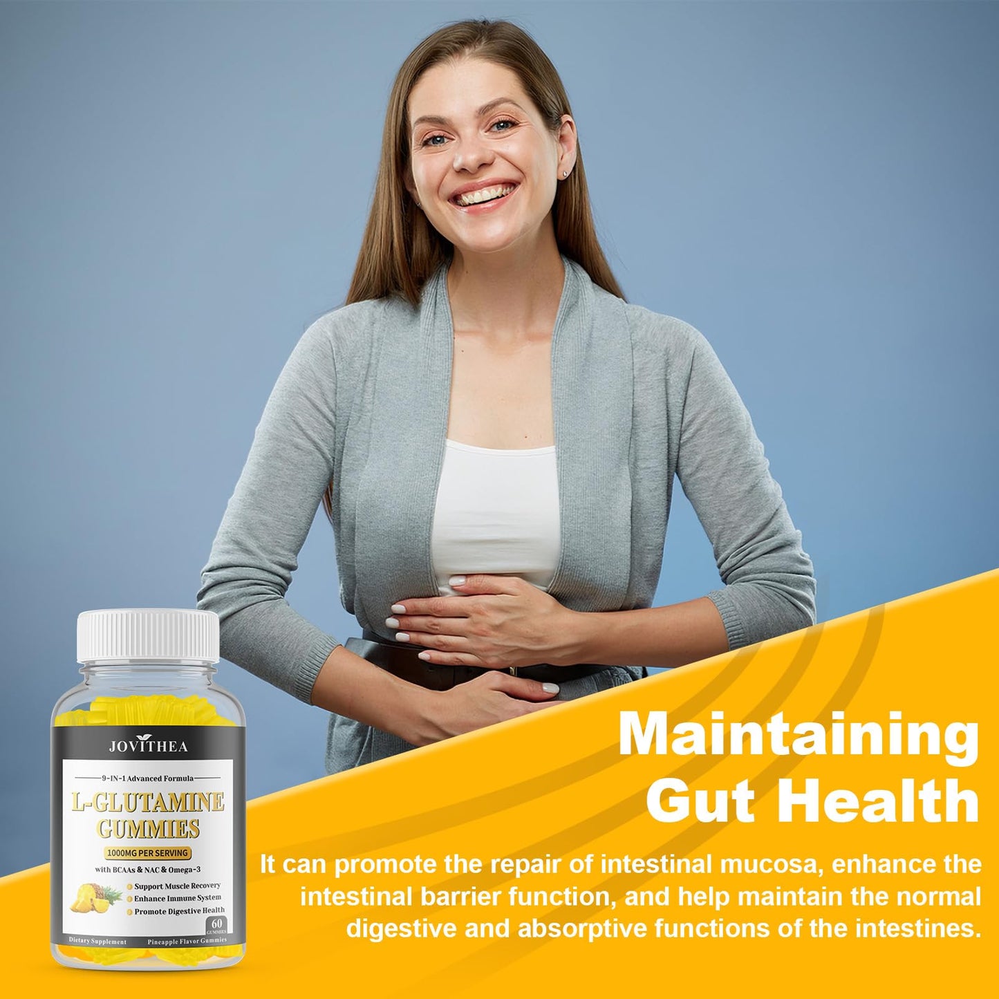 JOVITHEA L-Glutamine Gummies 1000mg, 120 Count