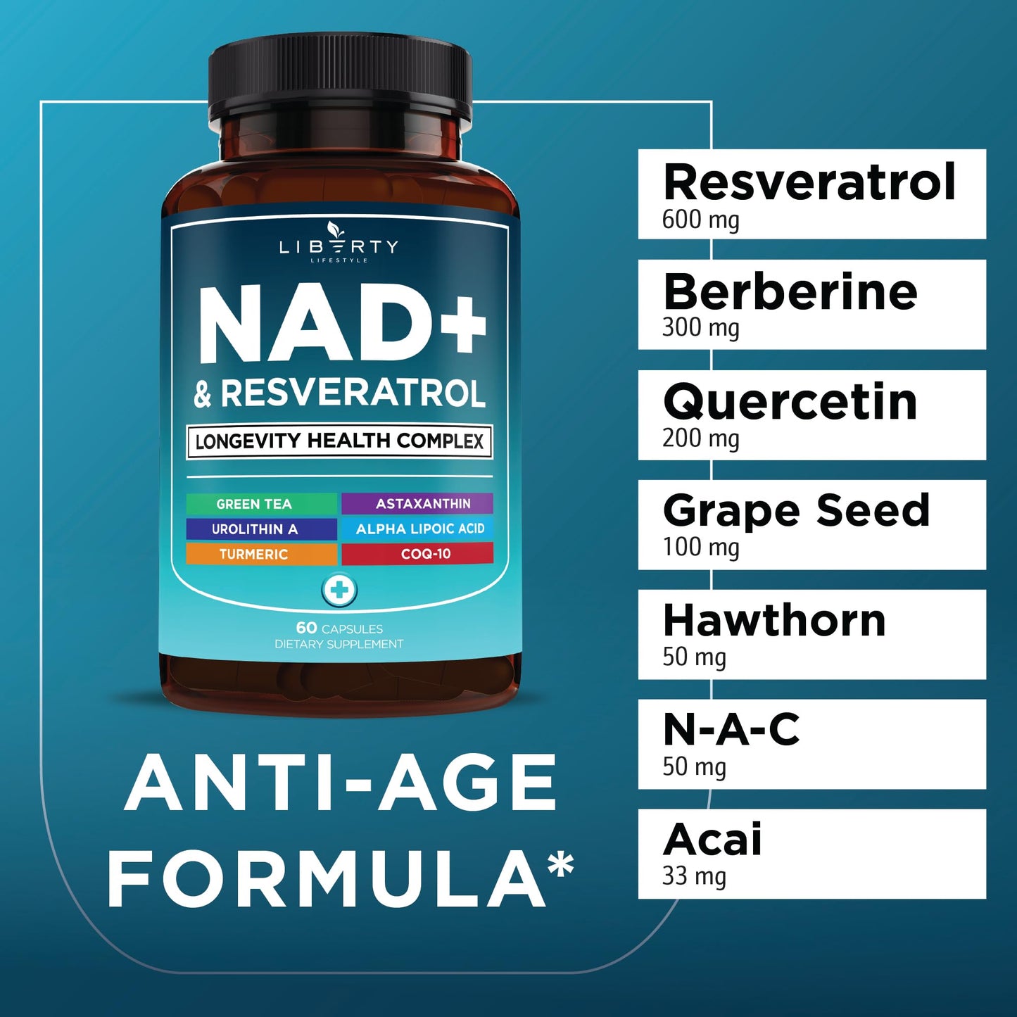 Liberty Lifestyle NAD+ Supplement Complex 120 Capsules