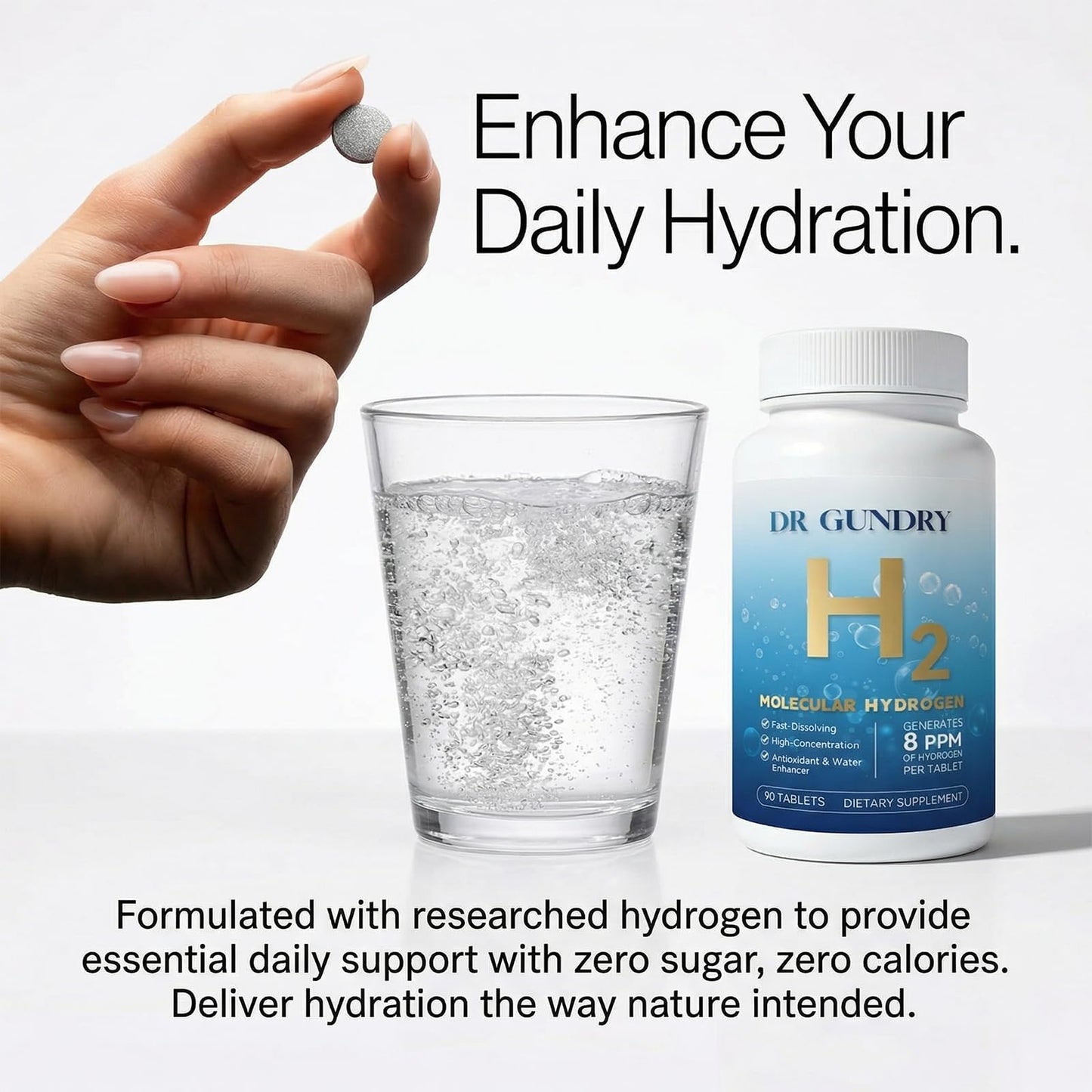 DR GUNDRY Hydrogen Water Tablets with Elemental Magnesium - GMO-Free, Gluten-Free & Soy-Free, 1 Tablet