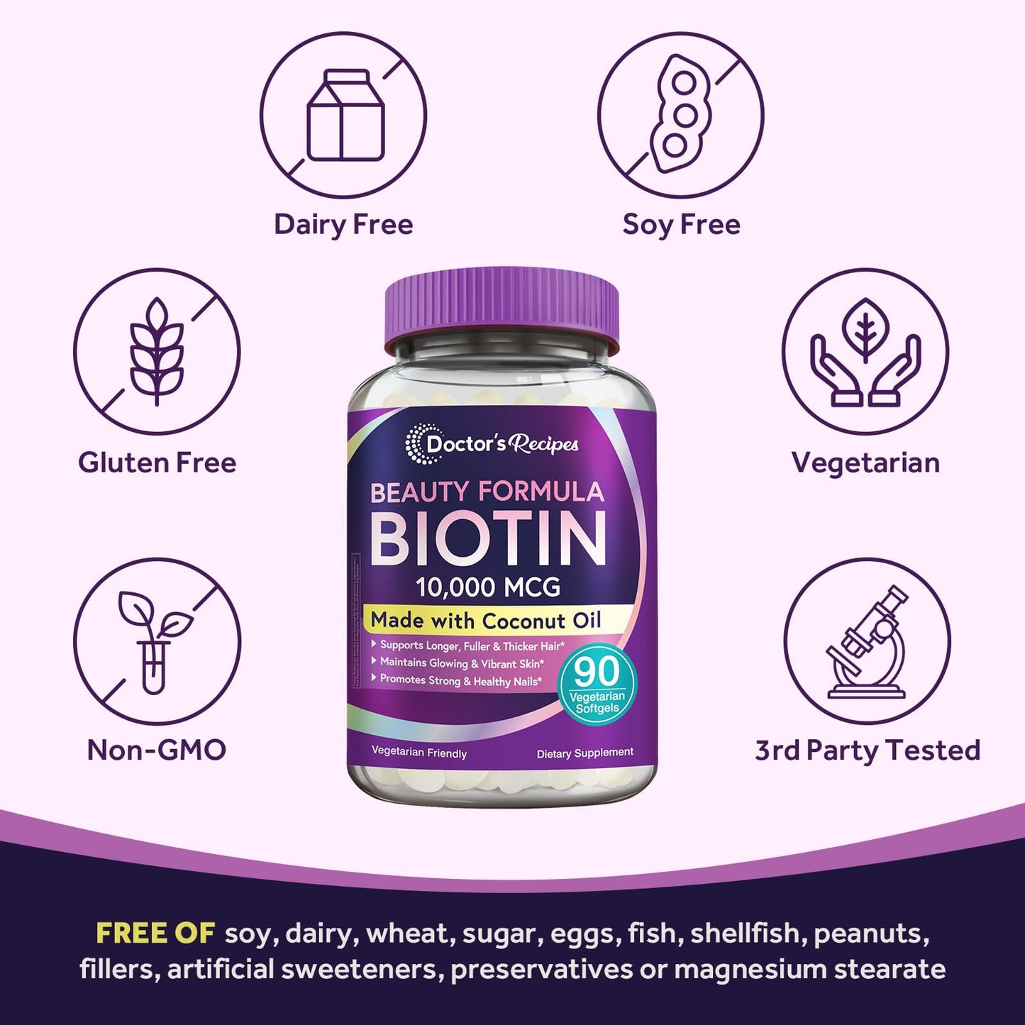 Doctor's Recipes Biotin 10,000 mcg Softgels 90 Count