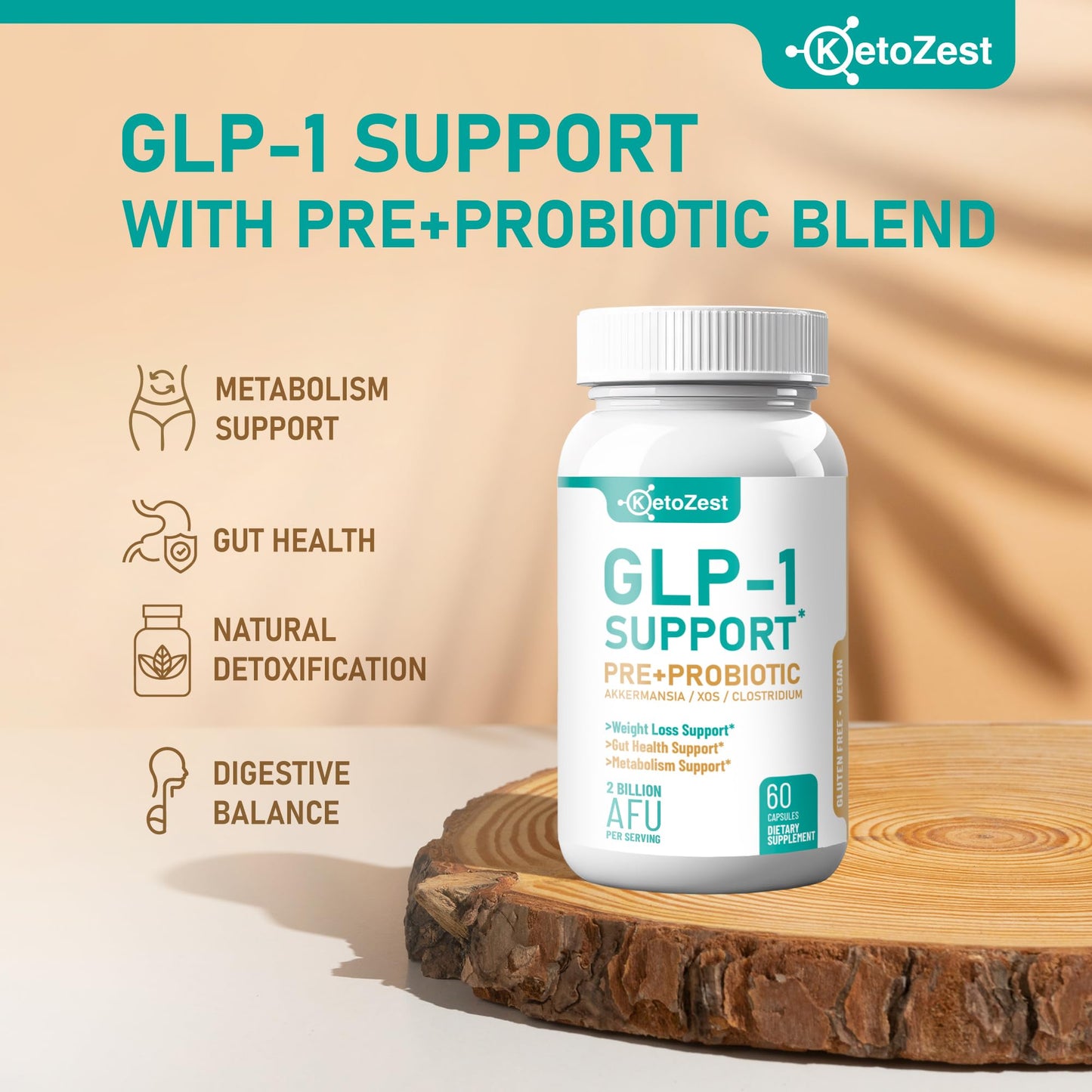KetoZest GLP-1 Support Weight Loss Supplement Capsules 60 Count